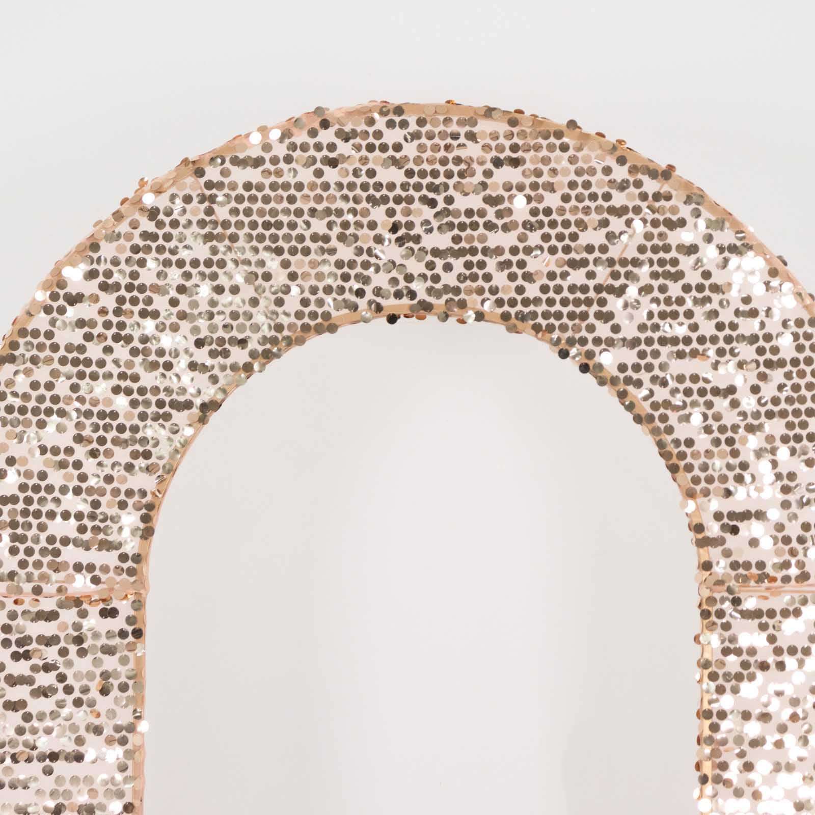 8ft Rose Gold Sparkly Payette Sequin U-Shaped Wedding Arch Slipcover