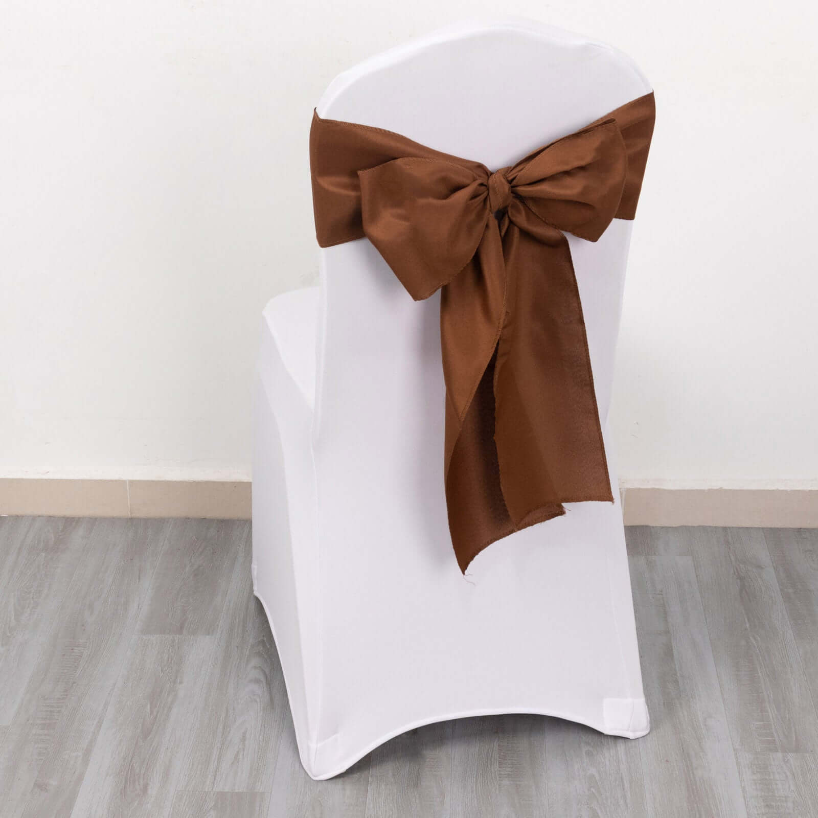 Hot Deal! 5-Piece Set of Polyester Chair Sashes in Cinnamon Brown, 6x108 Inches