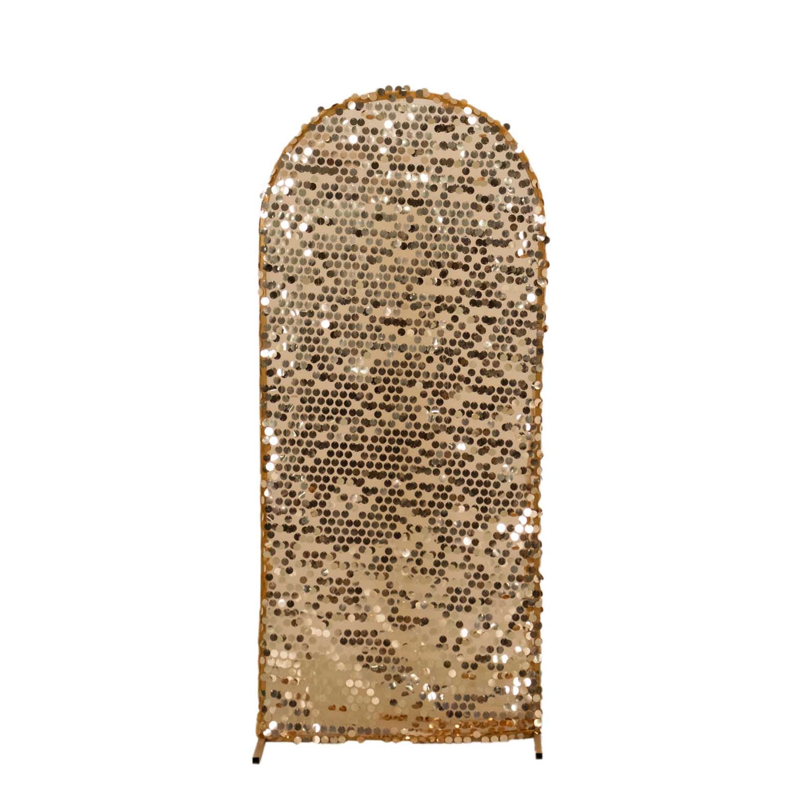 5ft Sparkly Gold Sequin Fitted Cover for Round Top Wedding Arch - Premium Deal