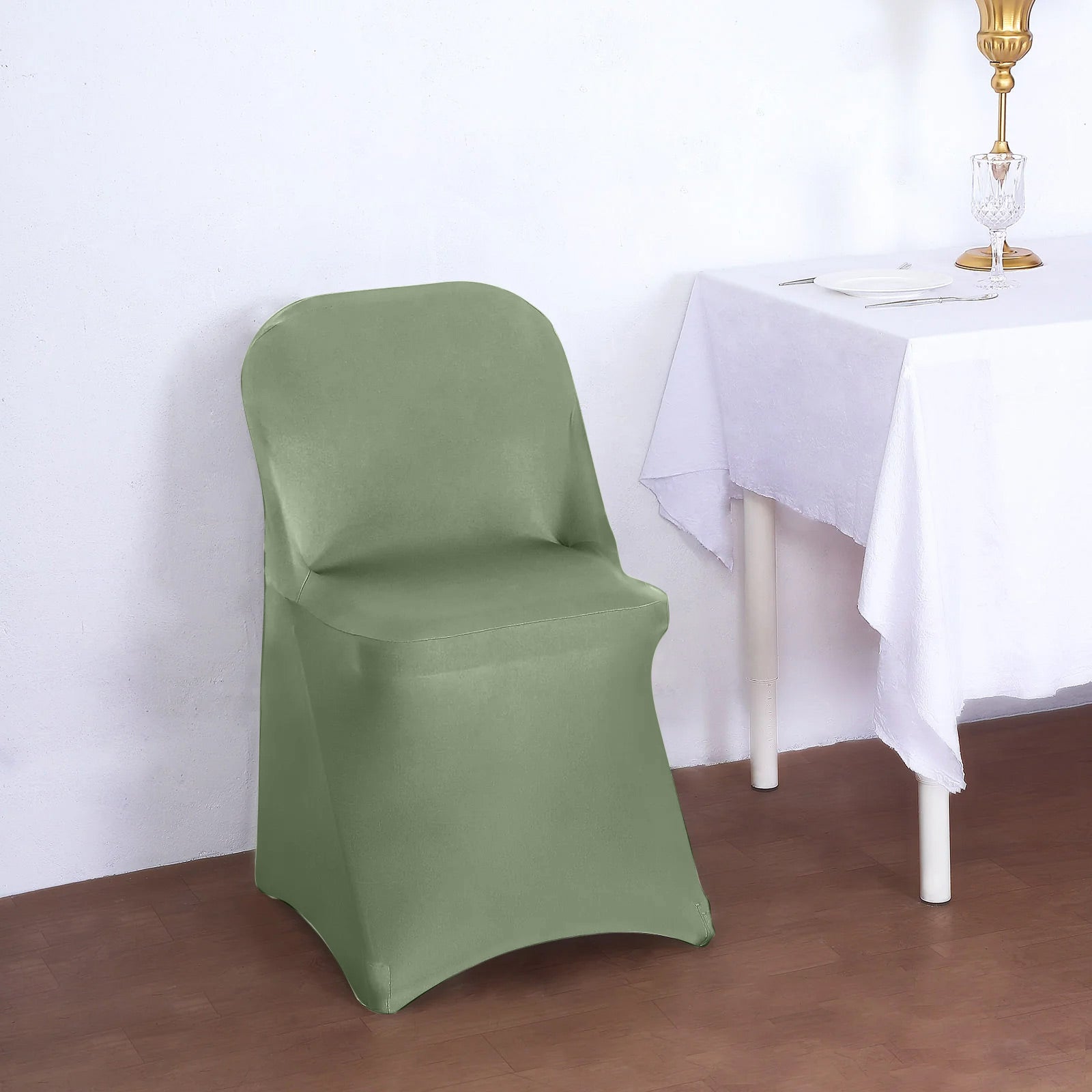 10-Pack Durable Dusty Sage Green Spandex Chair Covers for Folding Chairs - 160GSM Fitted Slipcovers