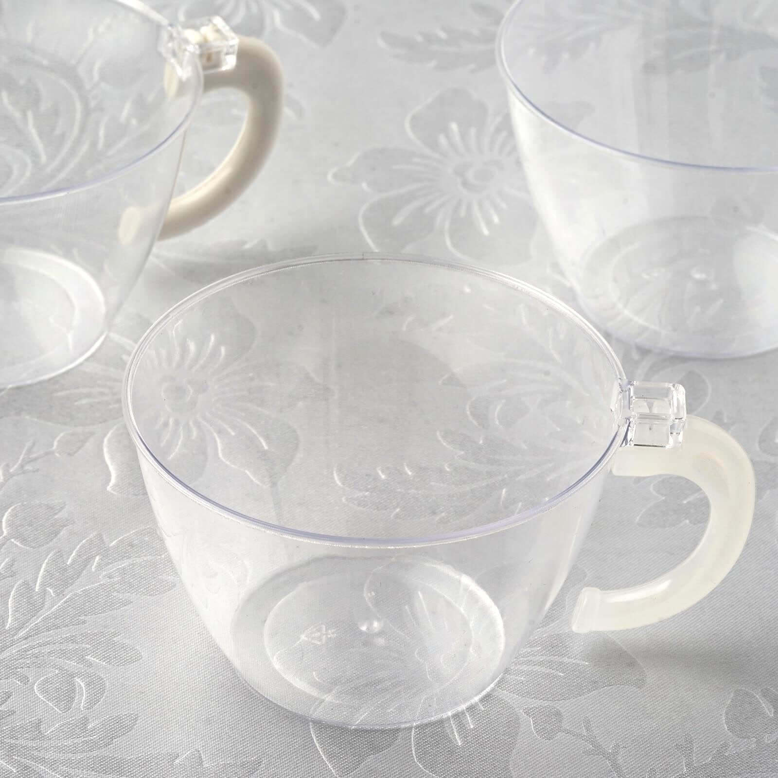 Hot Deal! 12-Pack Disposable 6oz Hard Plastic Coffee & Tea Cups with Handles