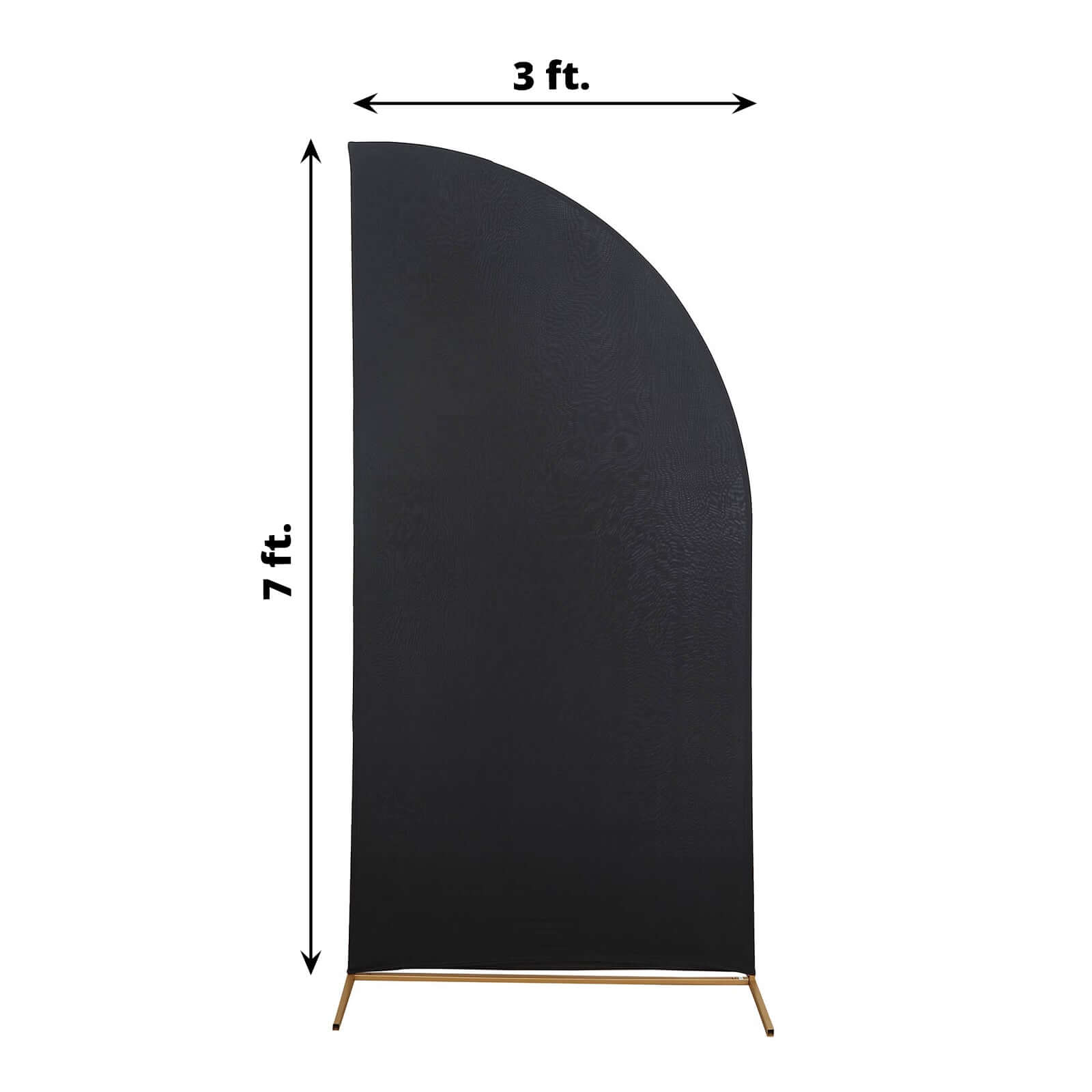 Custom Fitted 7ft Matte Black Spandex Half Moon Chiara Backdrop Stand Cover for Wedding Arch