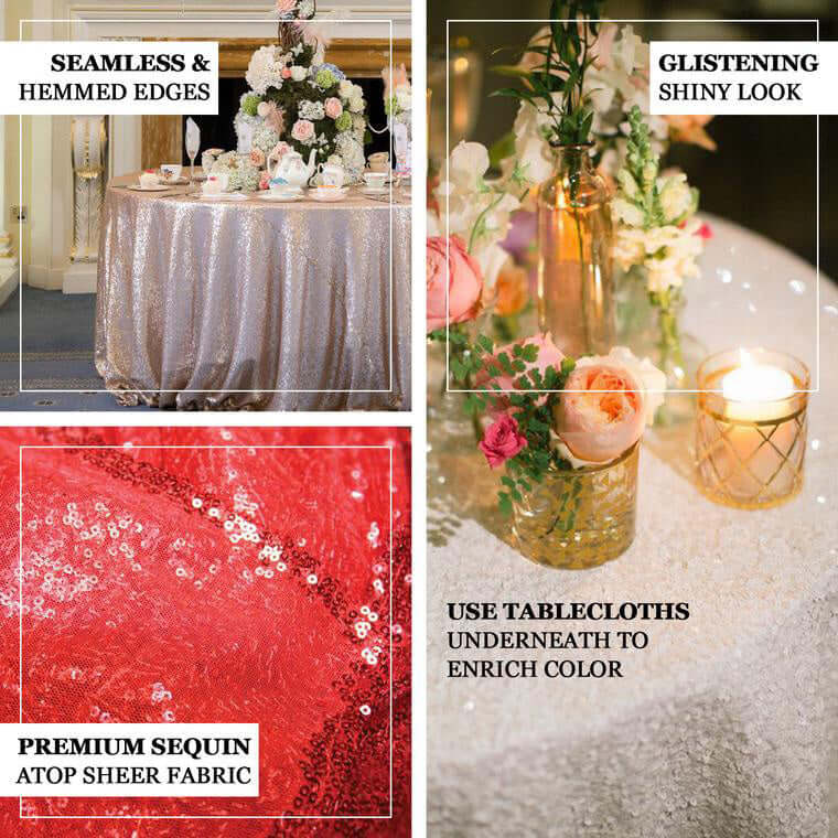 Navy Blue Seamless Glittering 120' Round Sequin Tablecloth - Ideal for Events