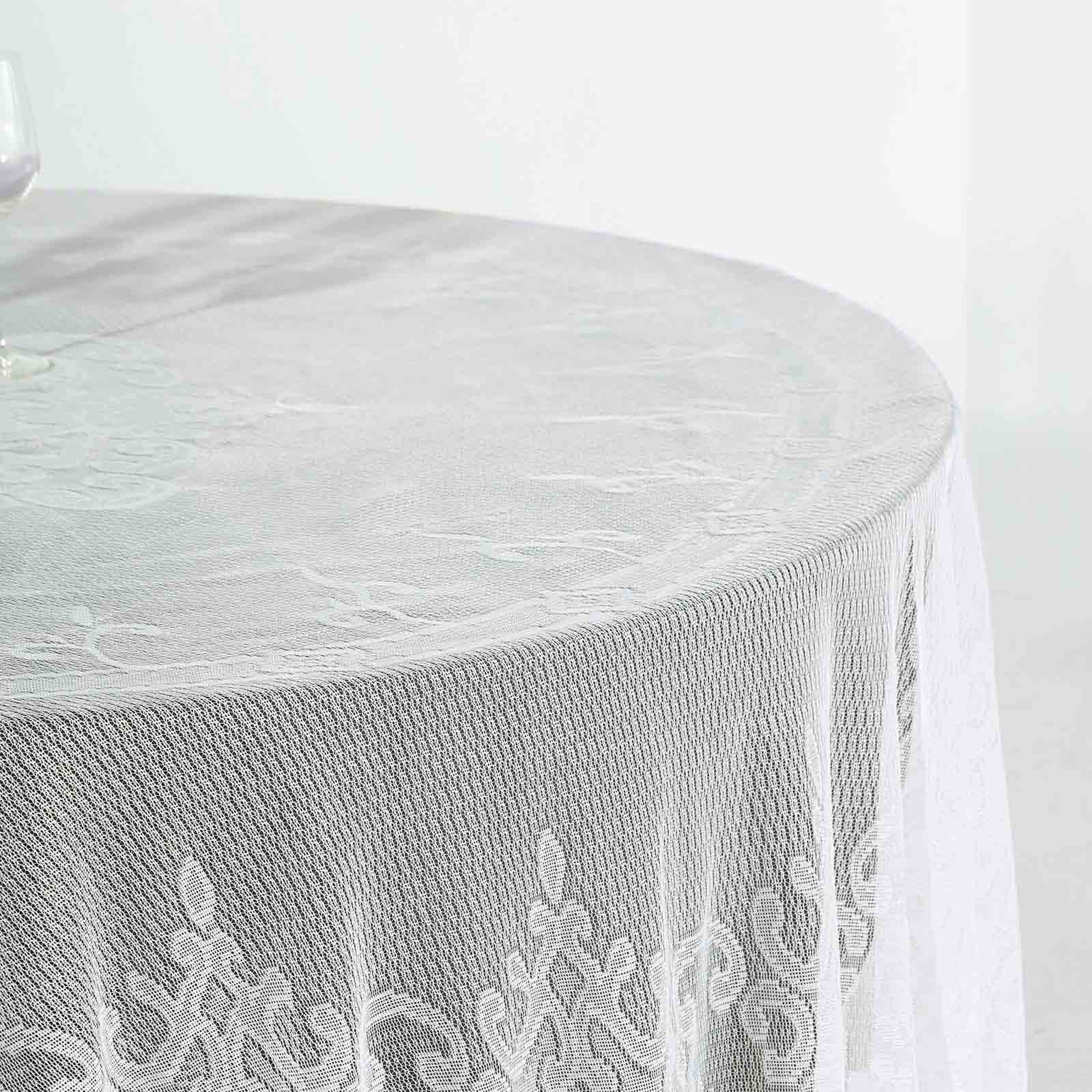 Premium Ivory 108-Inch Round Lace Tablecloth for Formal Events - Ideal Decor