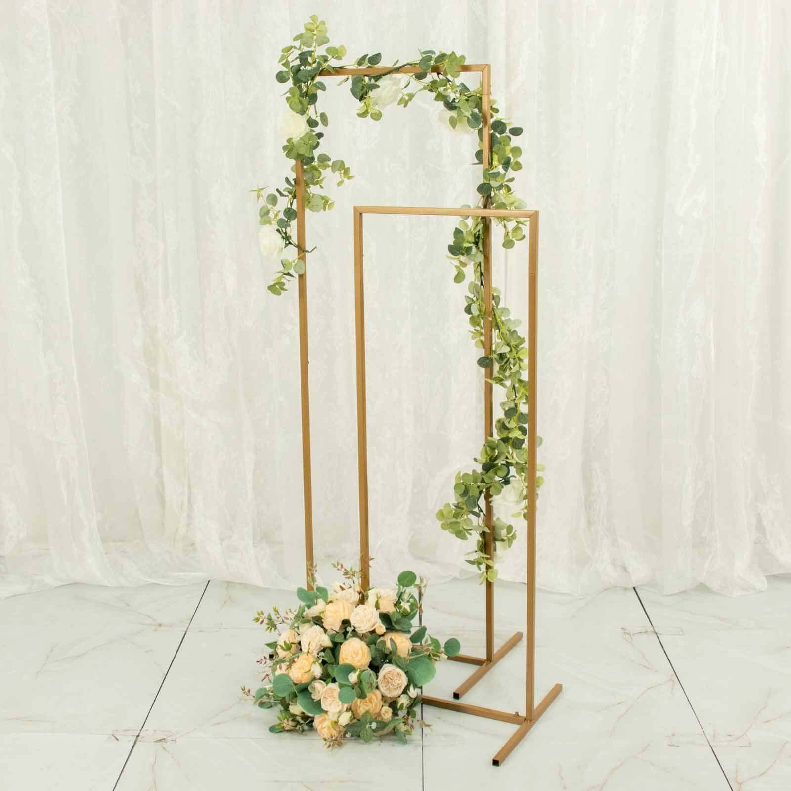 5.5ft Rectangular Gold Metal Frame for Wedding Arch, Floral Display