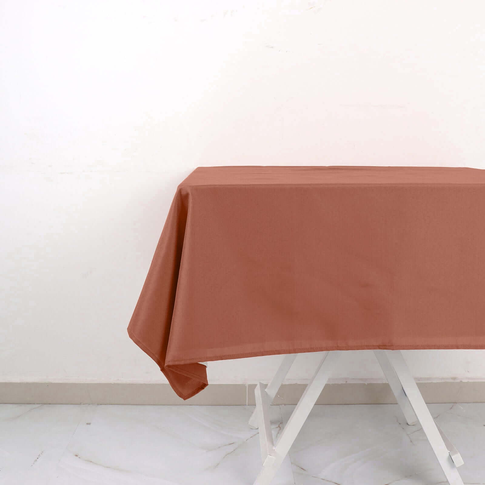 Wrinkle-Resistant & Durable 54x54 Polyester Square Terracotta (Rust) Tablecloth
