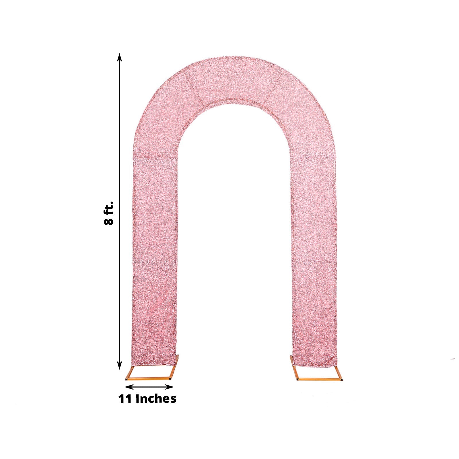 Premium 8ft Rose Gold Shimmer Tinsel Spandex U-Shaped Wedding Arch Slipcover - Ideal for Events