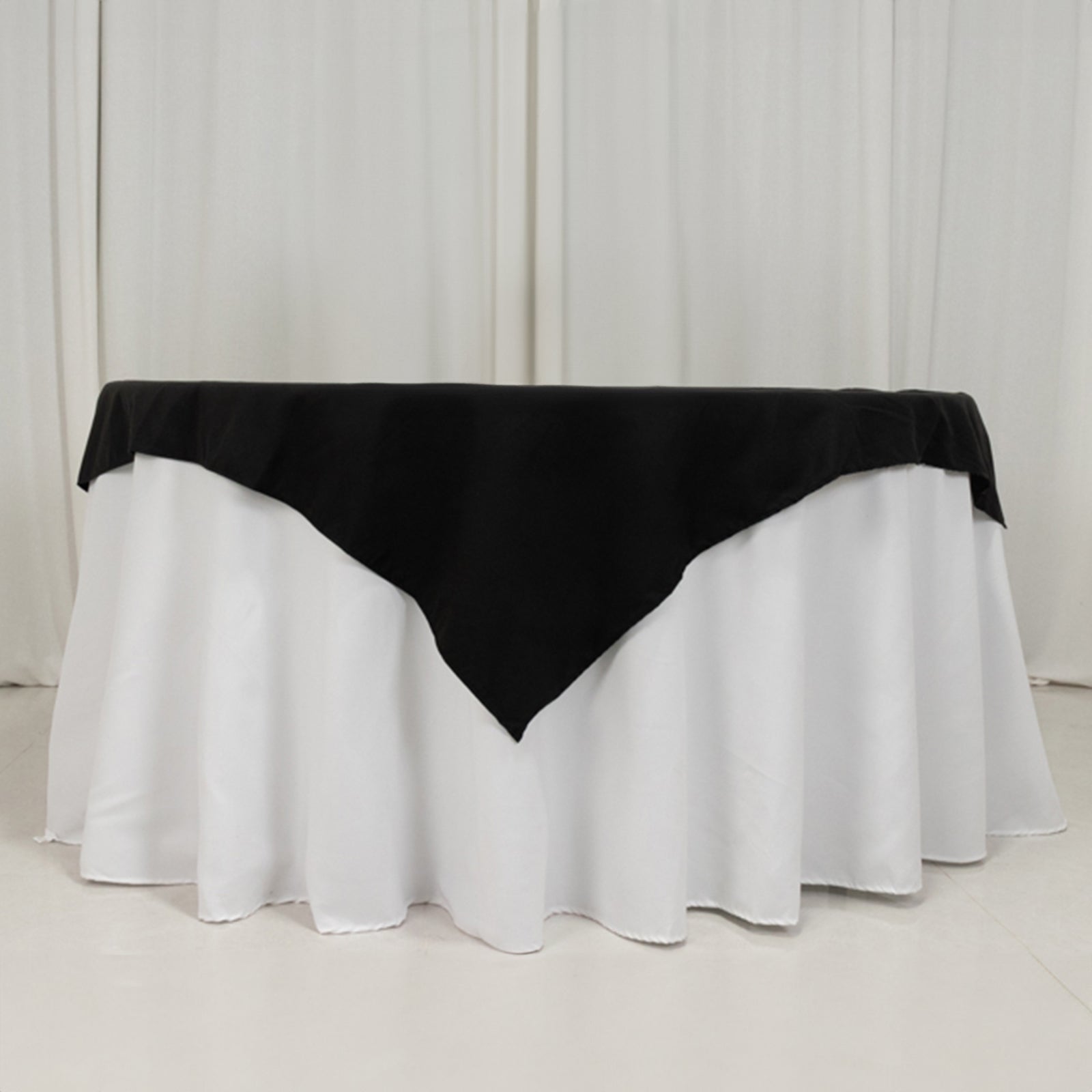 Wrinkle-Resistant Black Cotton Blend 54x54 Square Table Overlay for Modern Tables