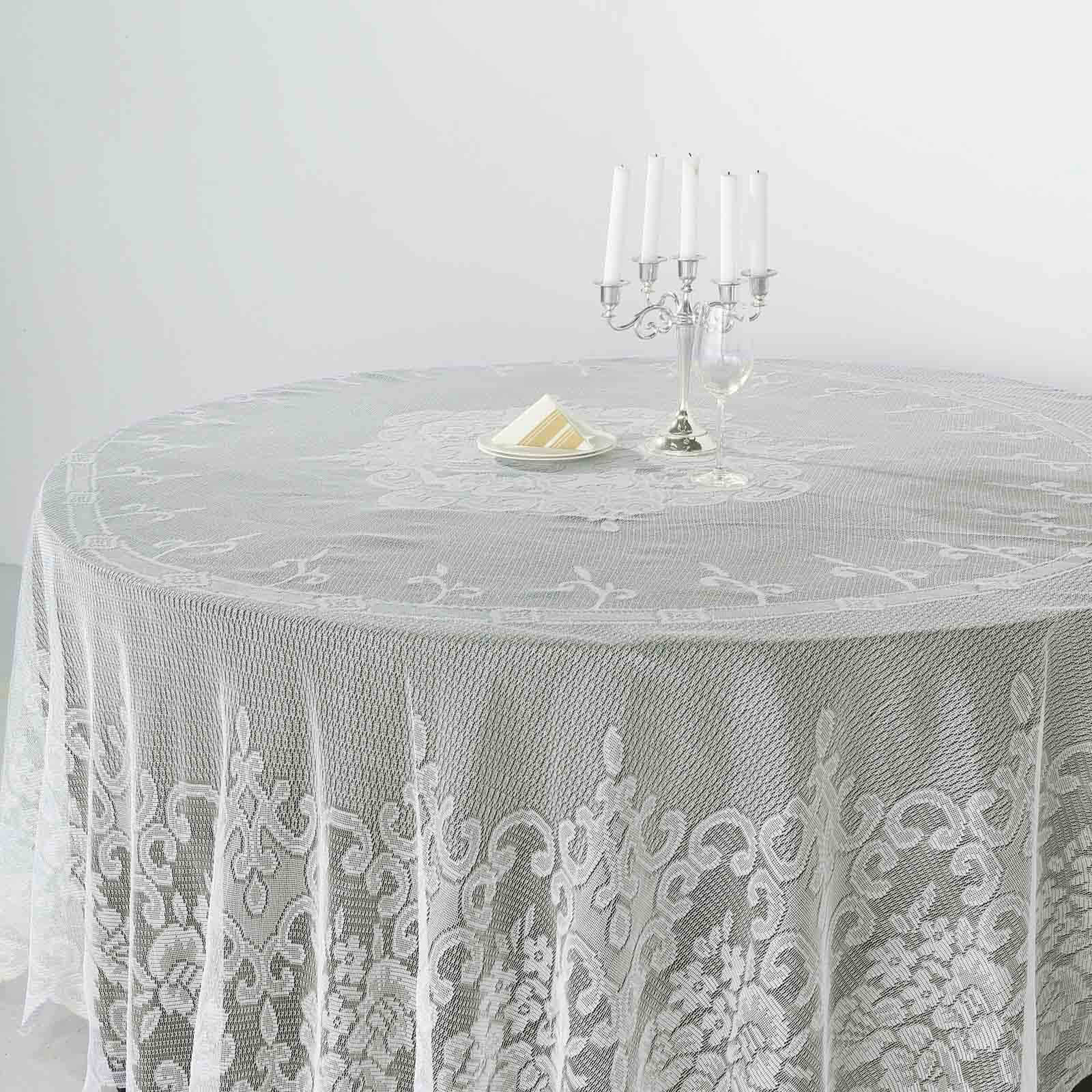 Premium Ivory 108-Inch Round Lace Tablecloth for Formal Events - Ideal Decor