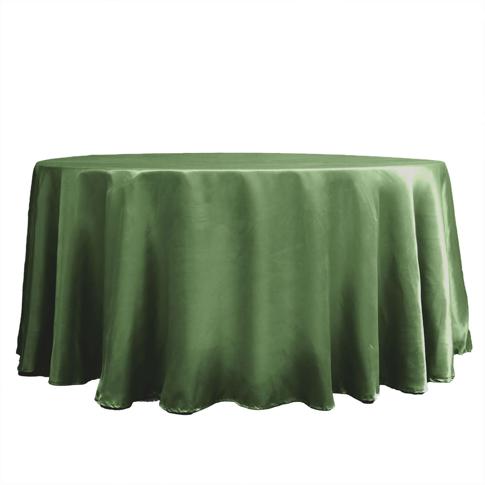 Stylish Seamless Olive Green Satin 120-Inch Round Tablecloth