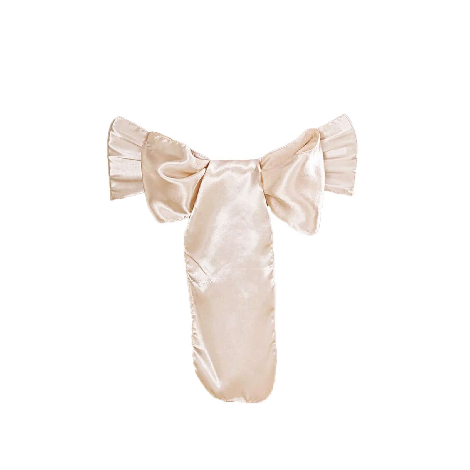 Hot Sale! 5-Piece Set of Beige Satin Chair Sashes with Shiny Finish, 6x106 Inches