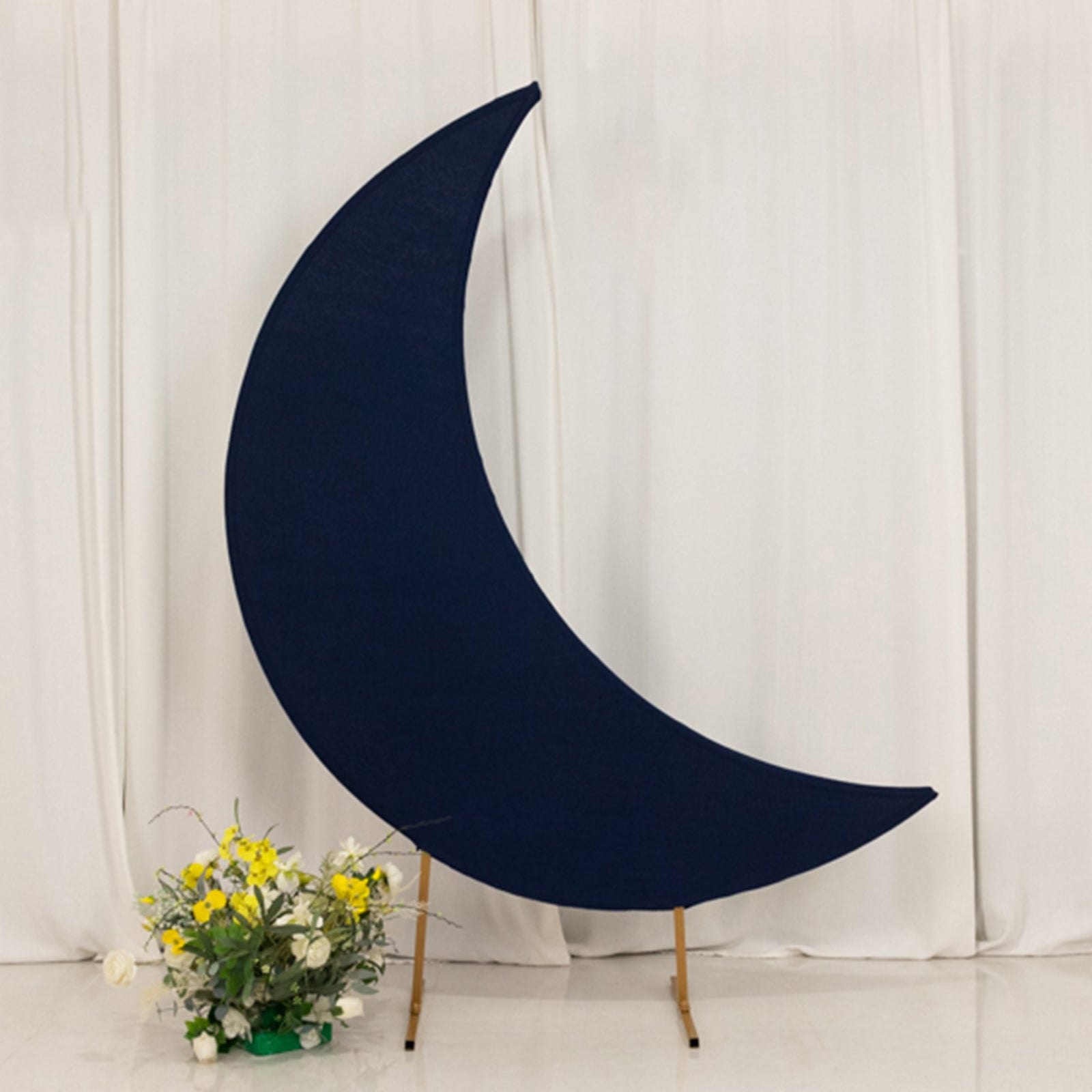 Custom-Fit 6.5ft Navy Blue Spandex Crescent Moon Wedding Arch Backdrop Stand Cover - Perfect for Events