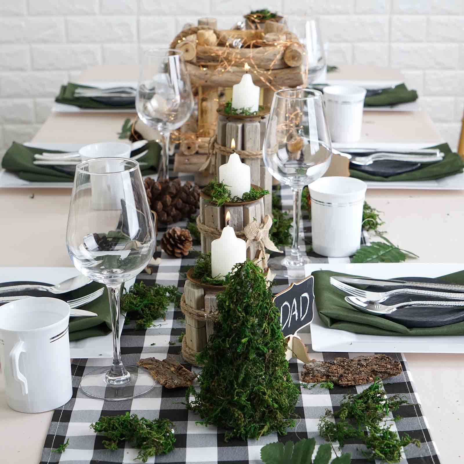 14x108 Black and White Gingham Plaid 100% Polyester Table Runner