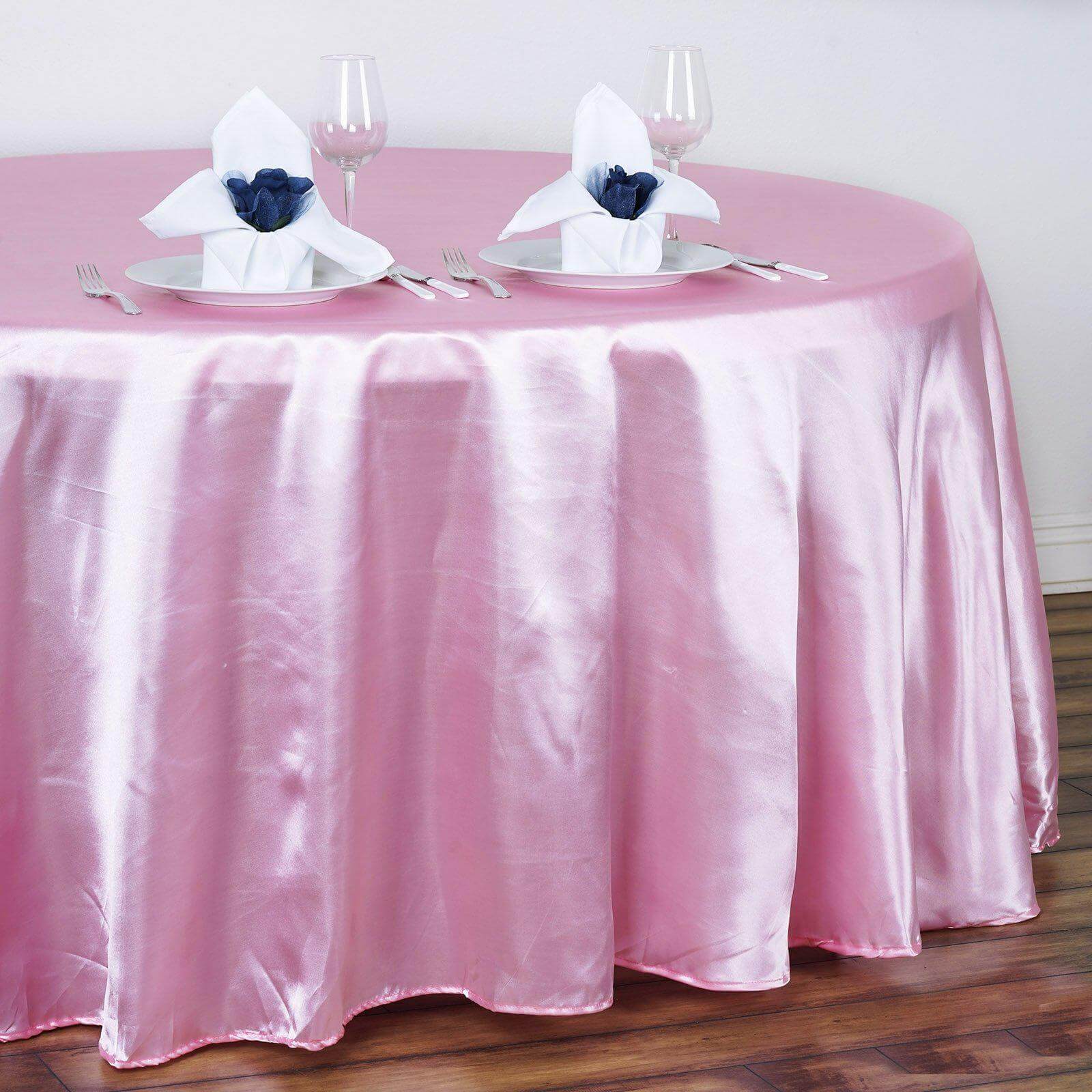 Pink Satin 120-Inch Round Seamless Tablecloth - Elegant and Stylish