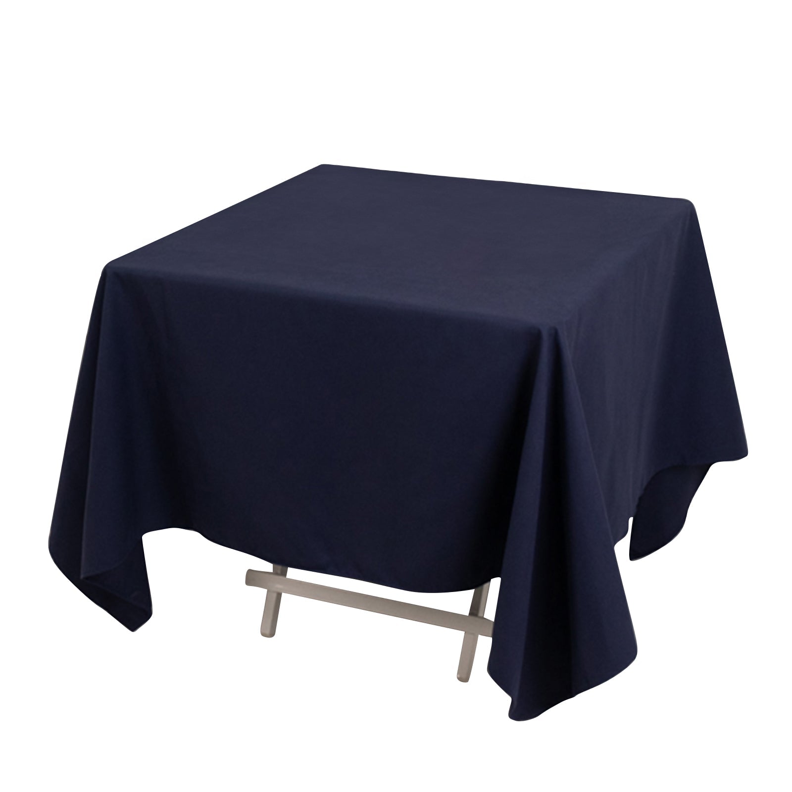 Cotton Blend 70x70 Square Tablecloth Navy Blue - Wrinkle-Resistant Fabric Table Cover