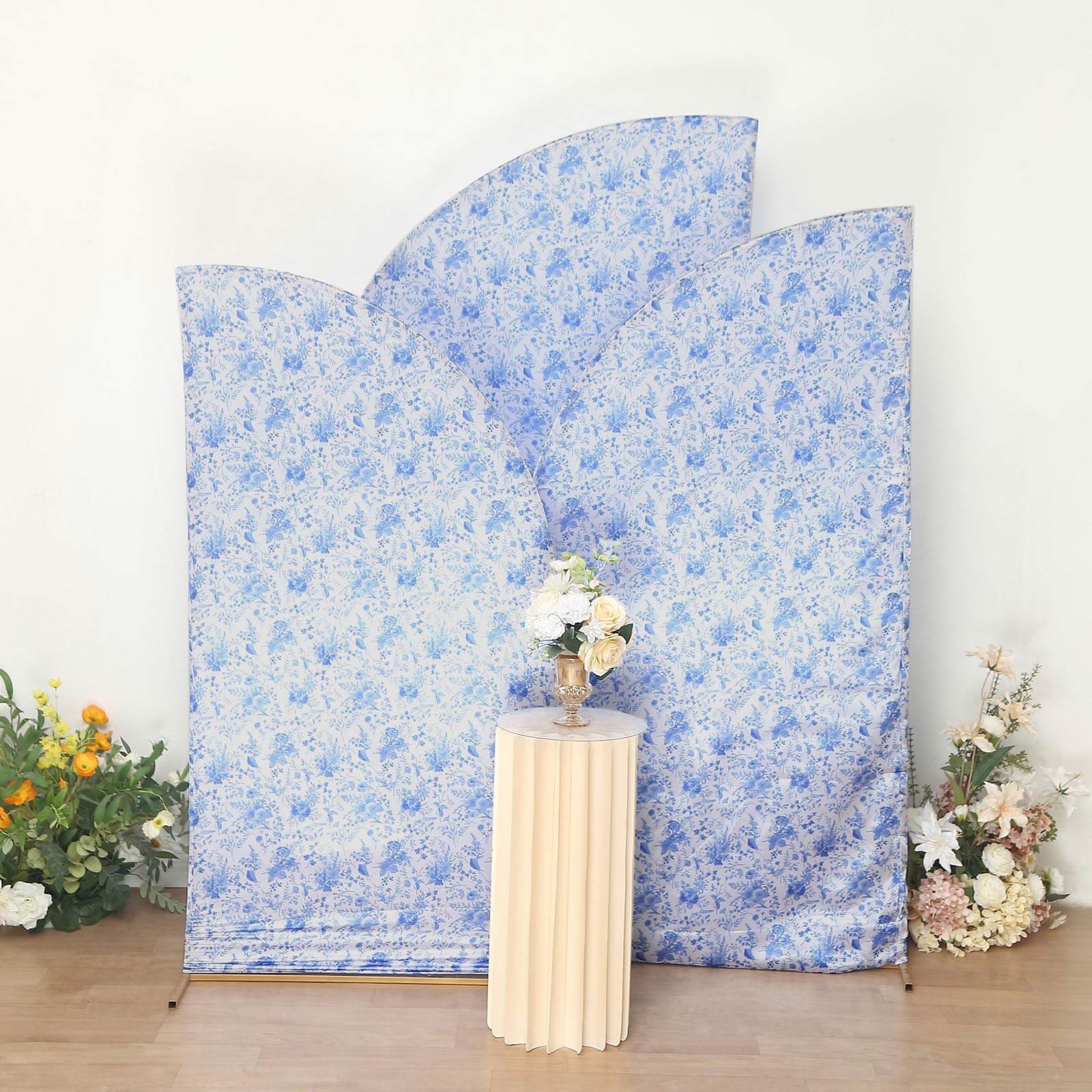 Hot Deal! Set of 3 Satin Wedding Arch Covers in French Toile Floral (5ft, 6ft, 7ft)