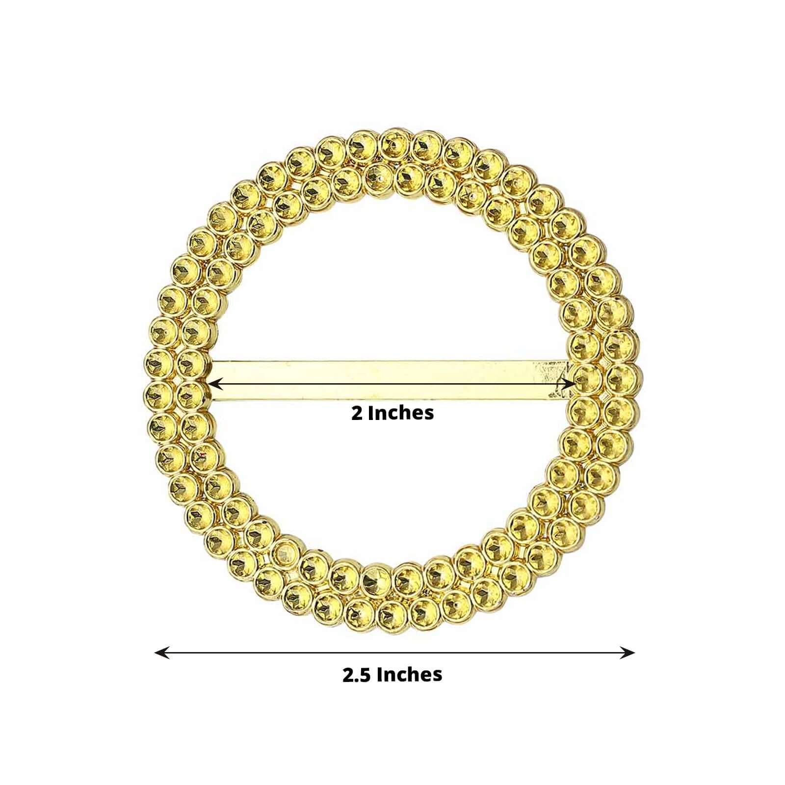 20-Pack Gold Diamond Round Chair Sash Band Buckle Pins - Stunning Rhinestone Napkin Rings for Weddings & Gatherings