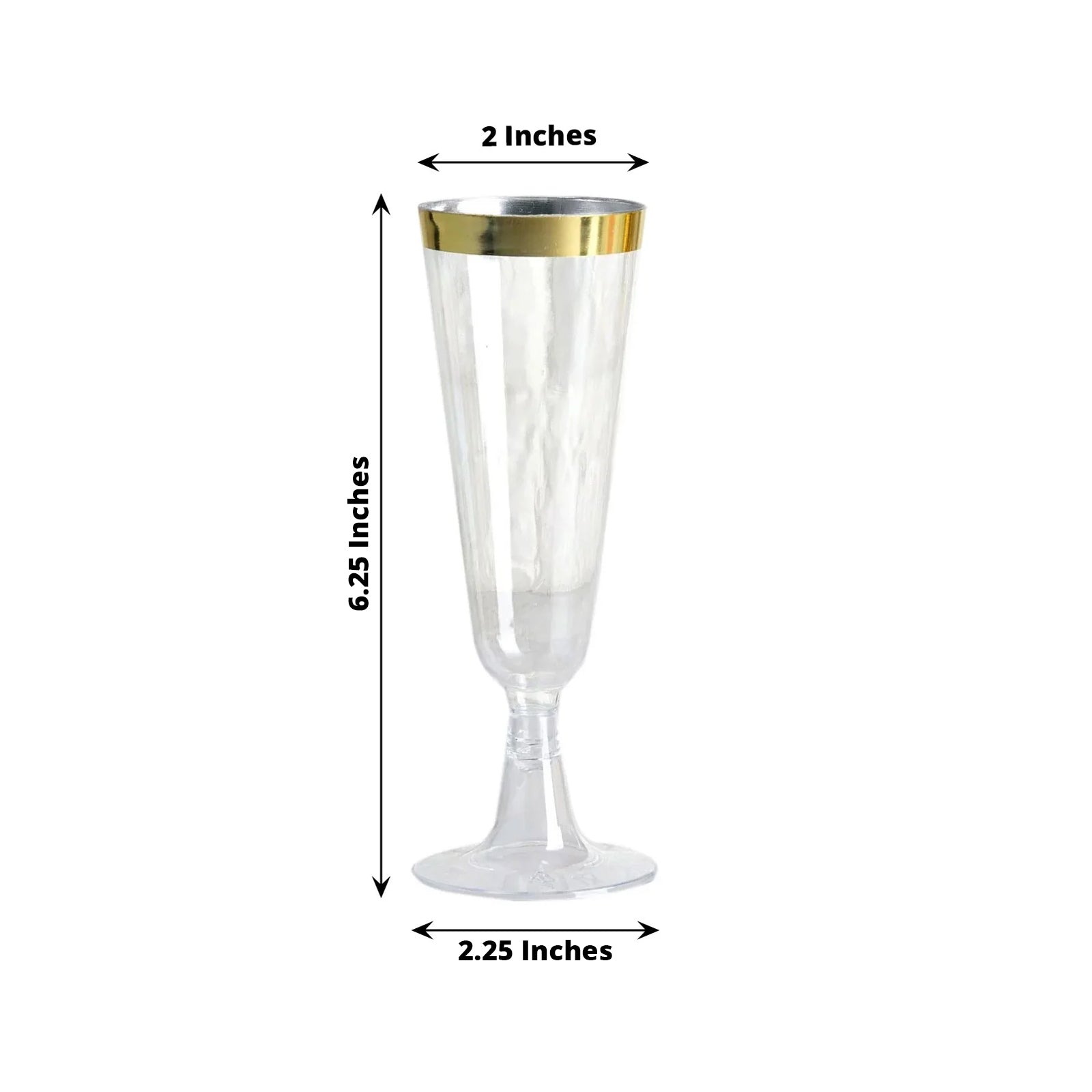 Hot Sale! 12-Pack 5oz Clear Plastic Champagne Flutes with Gold Rim - Disposable Party Glasses