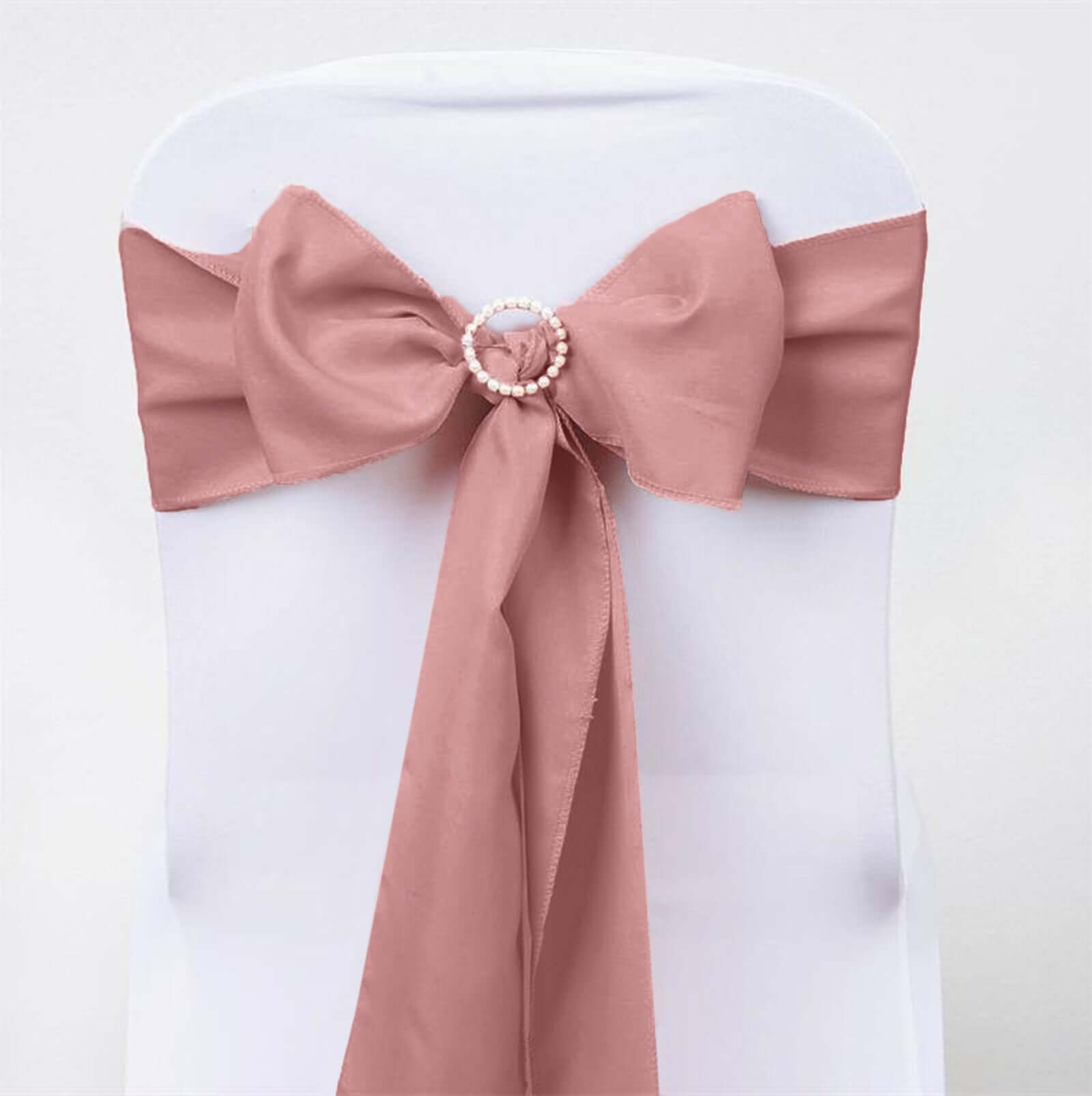 Set of 5 Dusty Rose Polyester Chair Sashes, 6 Inches Wide by 108 Inches Long