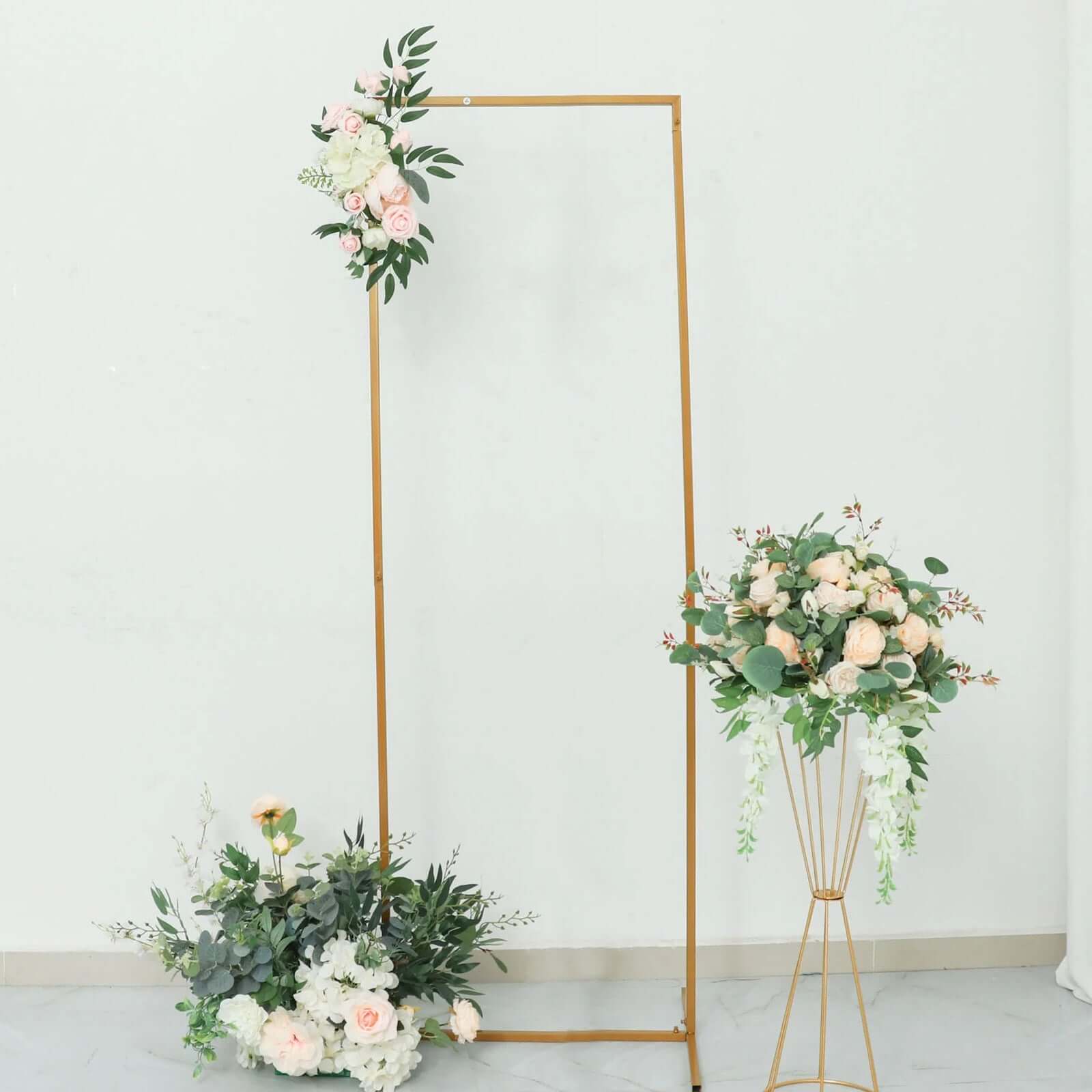 5.5ft Rectangular Gold Metal Frame for Wedding Arch, Floral Display