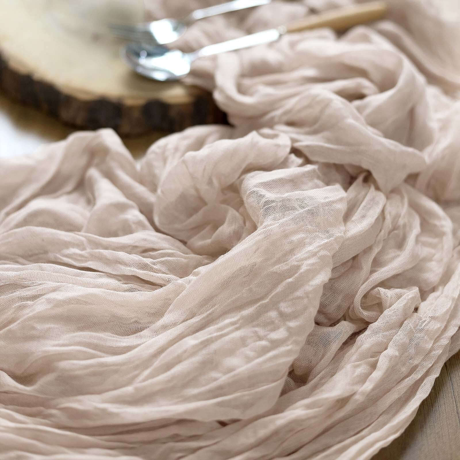 10ft Nude Gauze Cheesecloth Table Runner - Rustic Boho Style, Ideal for Events