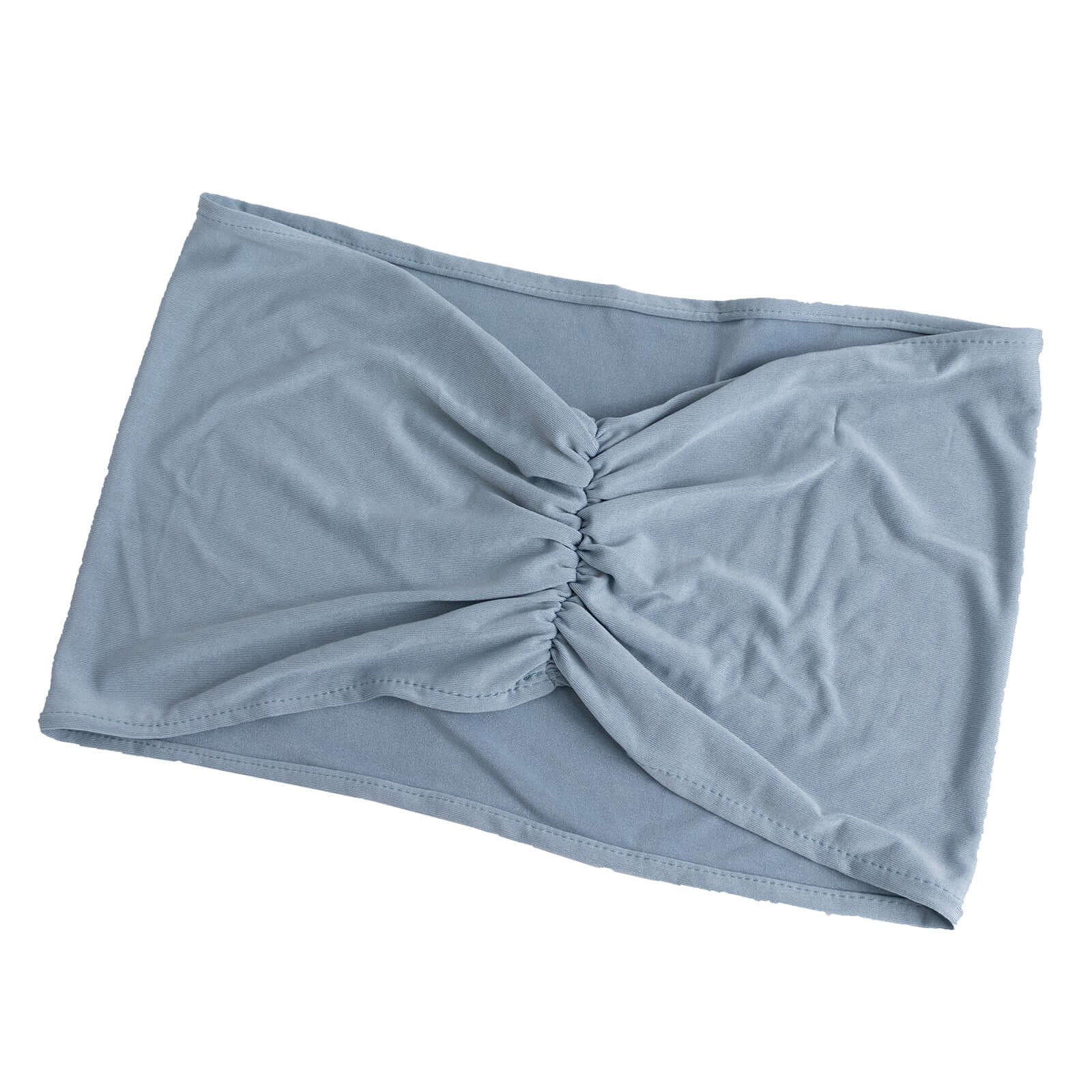 5-Pack Dusty Blue Ruffled Spandex Chair Sashes - Wide & Easy-to-Use Stretch Bands