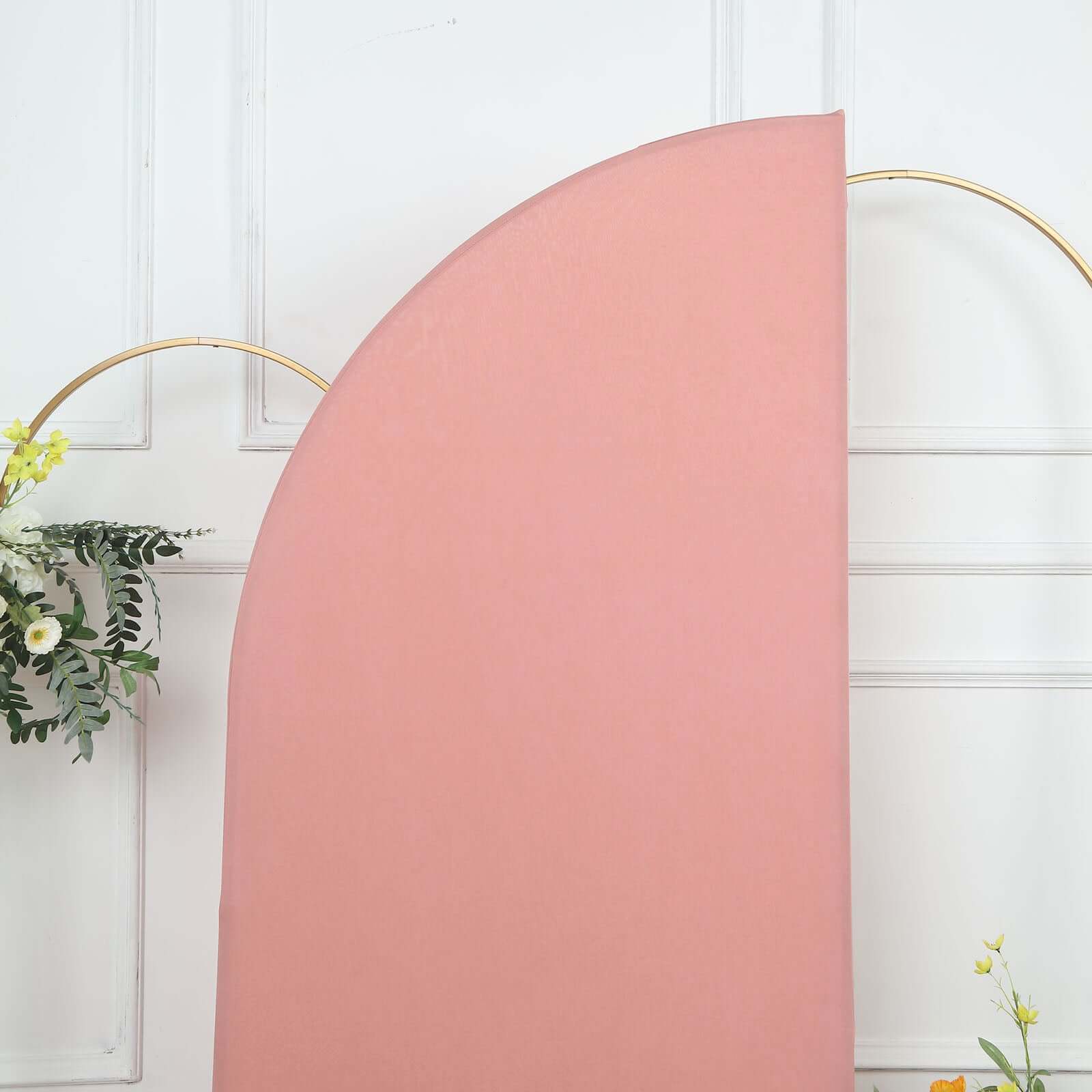 Custom-Fitted 6ft Matte Dusty Rose Spandex Half Moon Chiara Wedding Arch Backdrop Cover