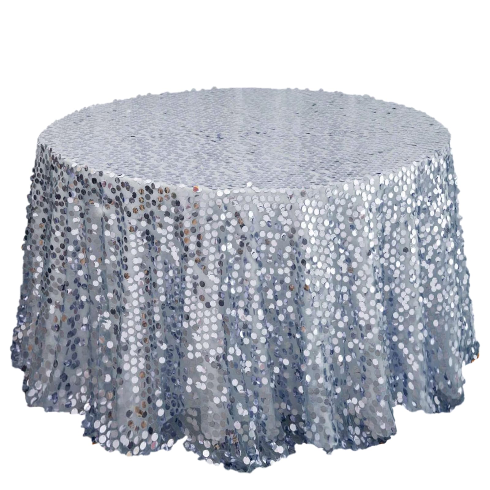 Hot Sale! Seamless 120 - Inch Round Dusty Blue Sequin Tablecloth for Weddings and Parties