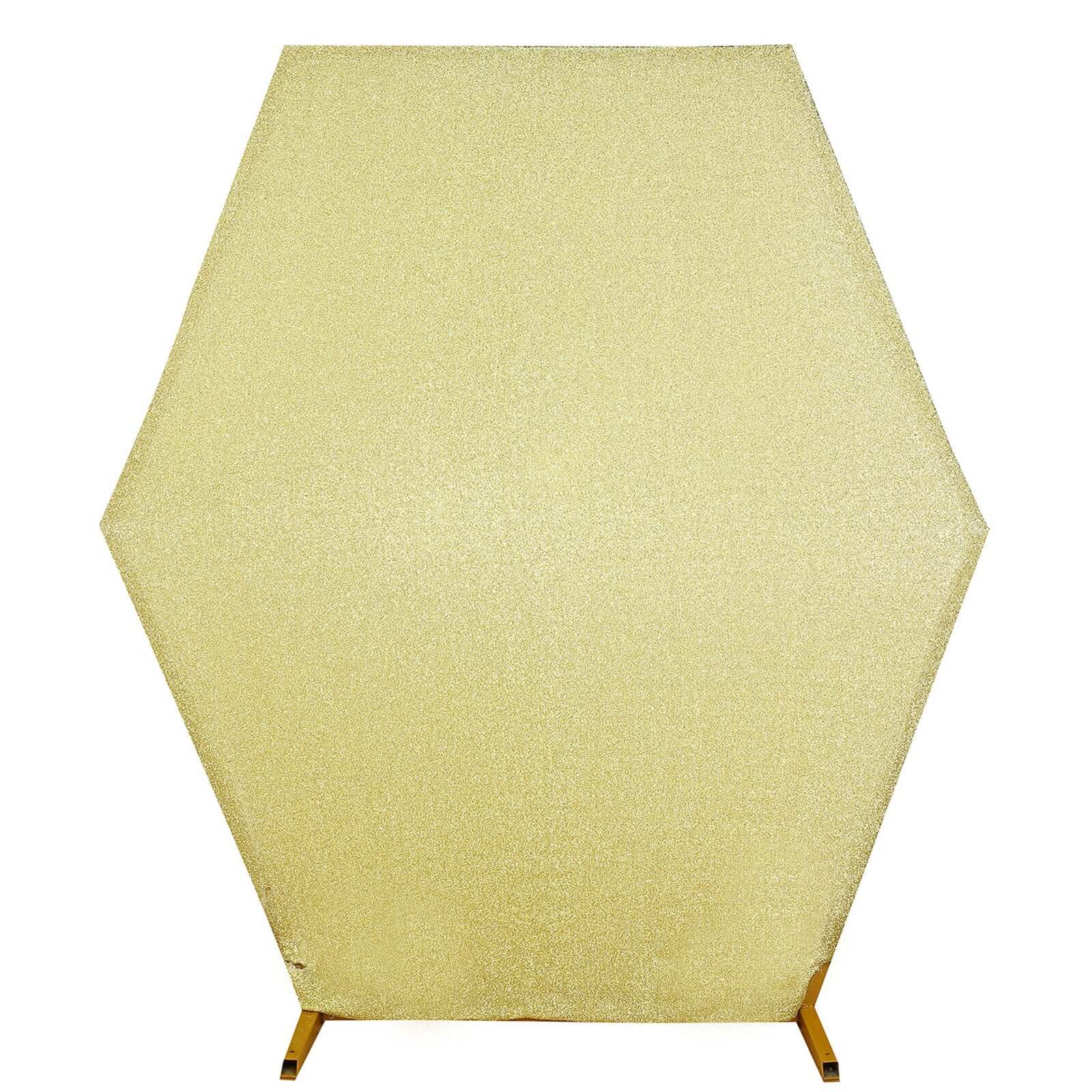 8ft x 7ft Champagne Double-Sided Metallic Shimmer Tinsel Spandex Hexagon Wedding Arbor Backdrop