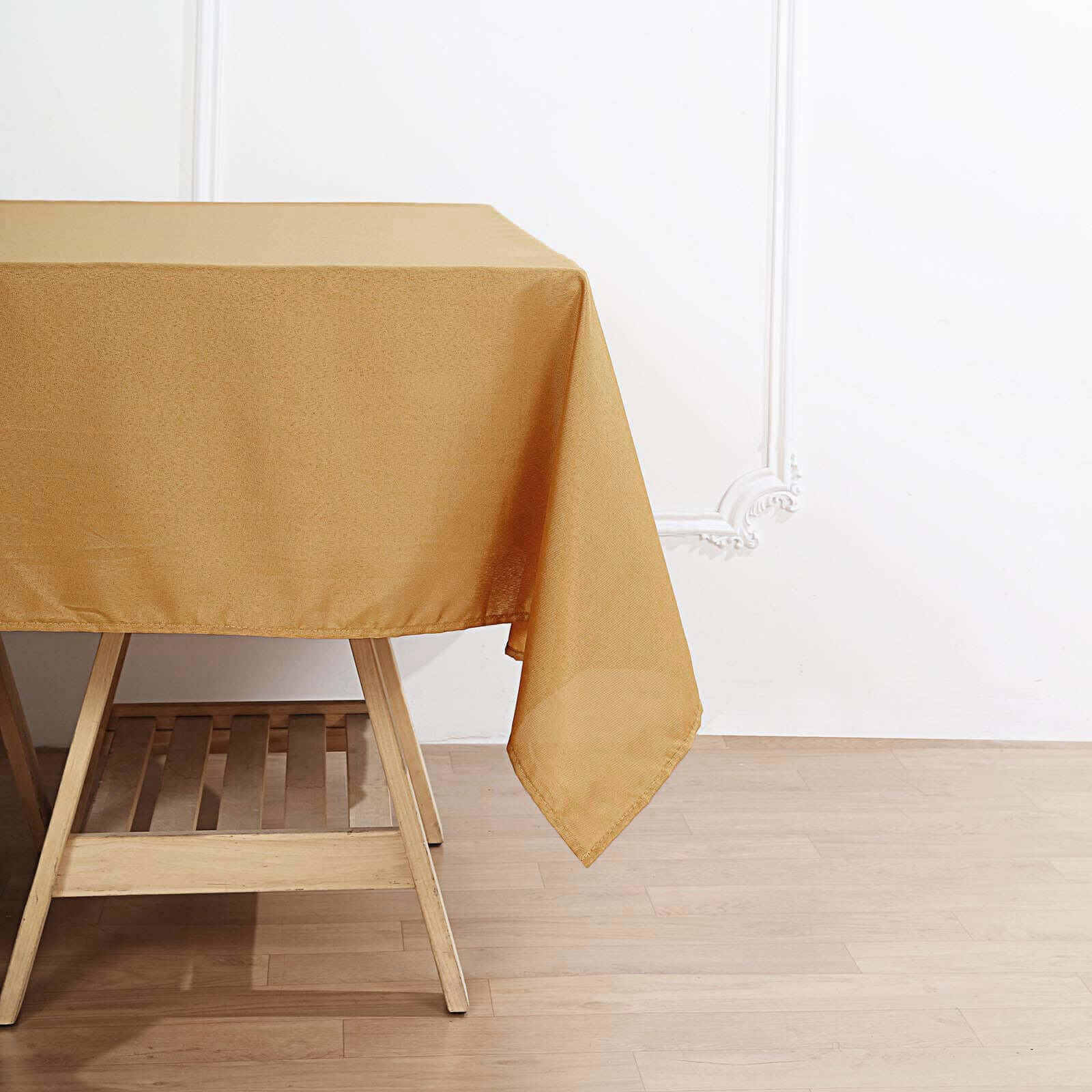 Durable Gold 70x70 Polyester Square Tablecloth - Wrinkle-Free