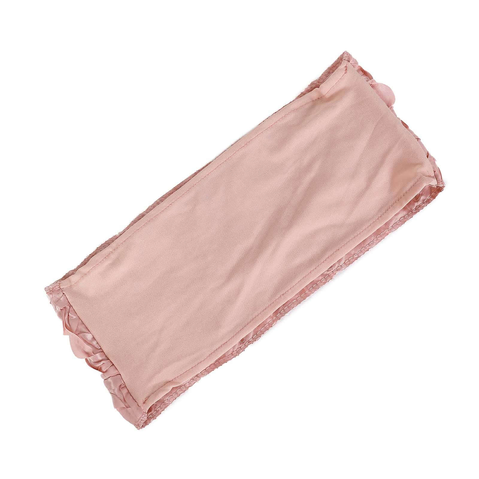 Hot Deal! 5-Piece Set of Dusty Rose Satin Spandex Chair Sashes with Rosette Design, 6x14