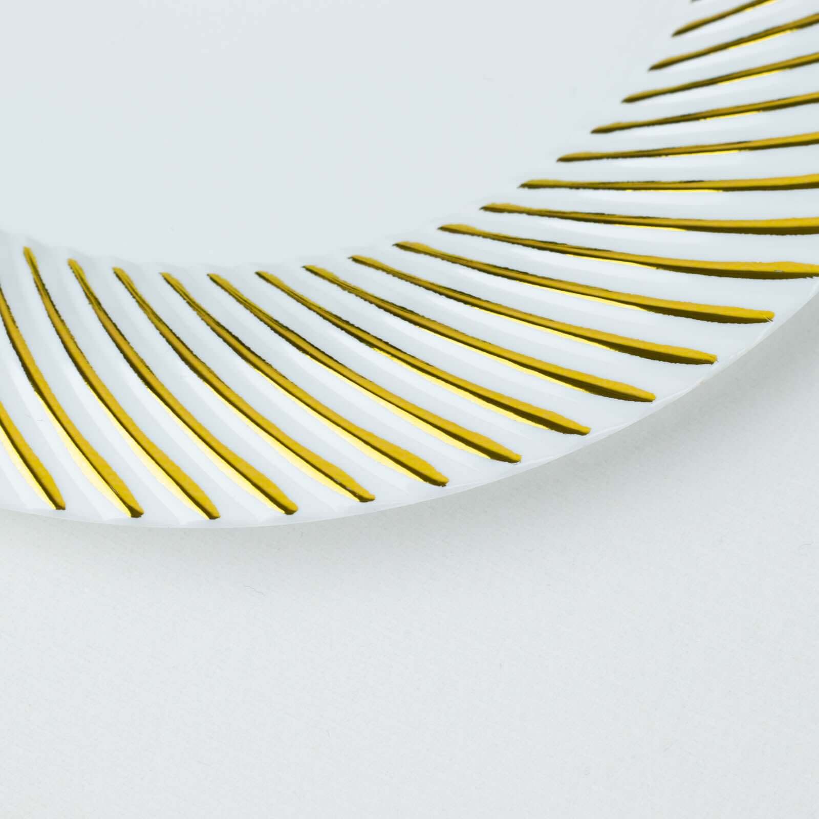 10-Pack Disposable White Dinner Plates with Gold Swirl Rim - Ideal for Parties