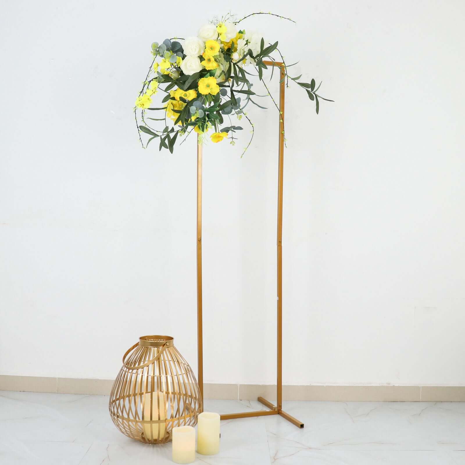 Discount! 4.5ft Slim Gold Metal Rectangular Wedding Arch Backdrop Stand for Floral Display