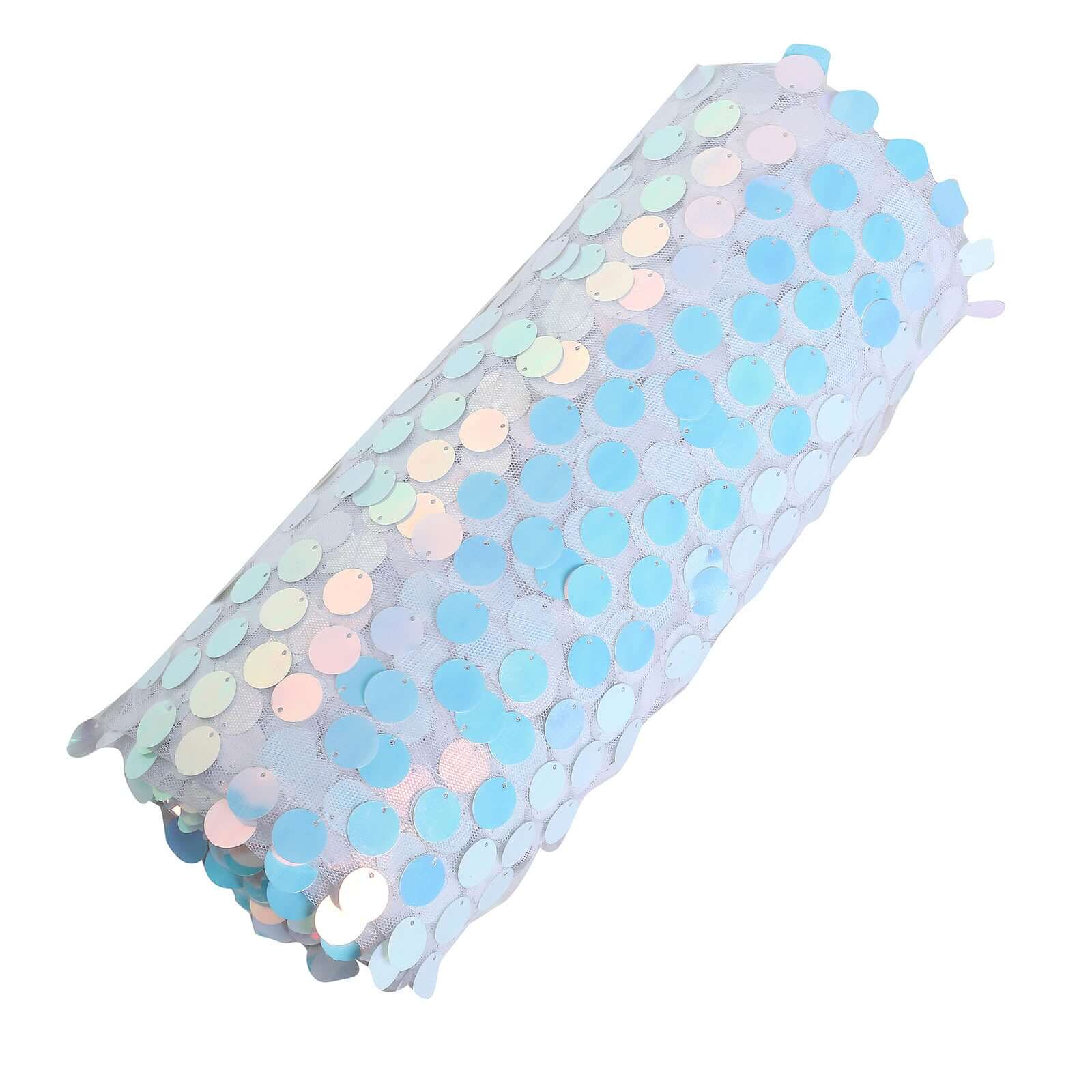 Hot! 54"x4 Yards Iridescent Blue Sequin Mesh Fabric Roll for DIY Craft