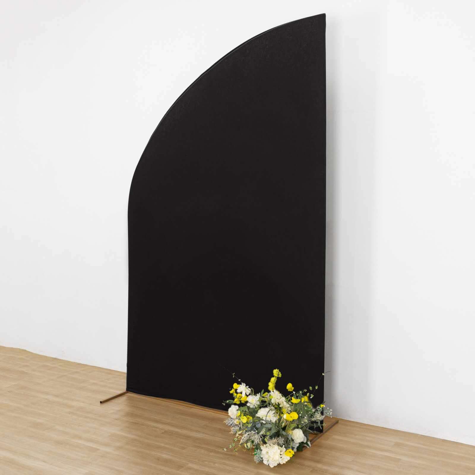Exclusive 8ft Black Spandex Fitted Cover for Half Moon Wedding Arch Backdrop Stand