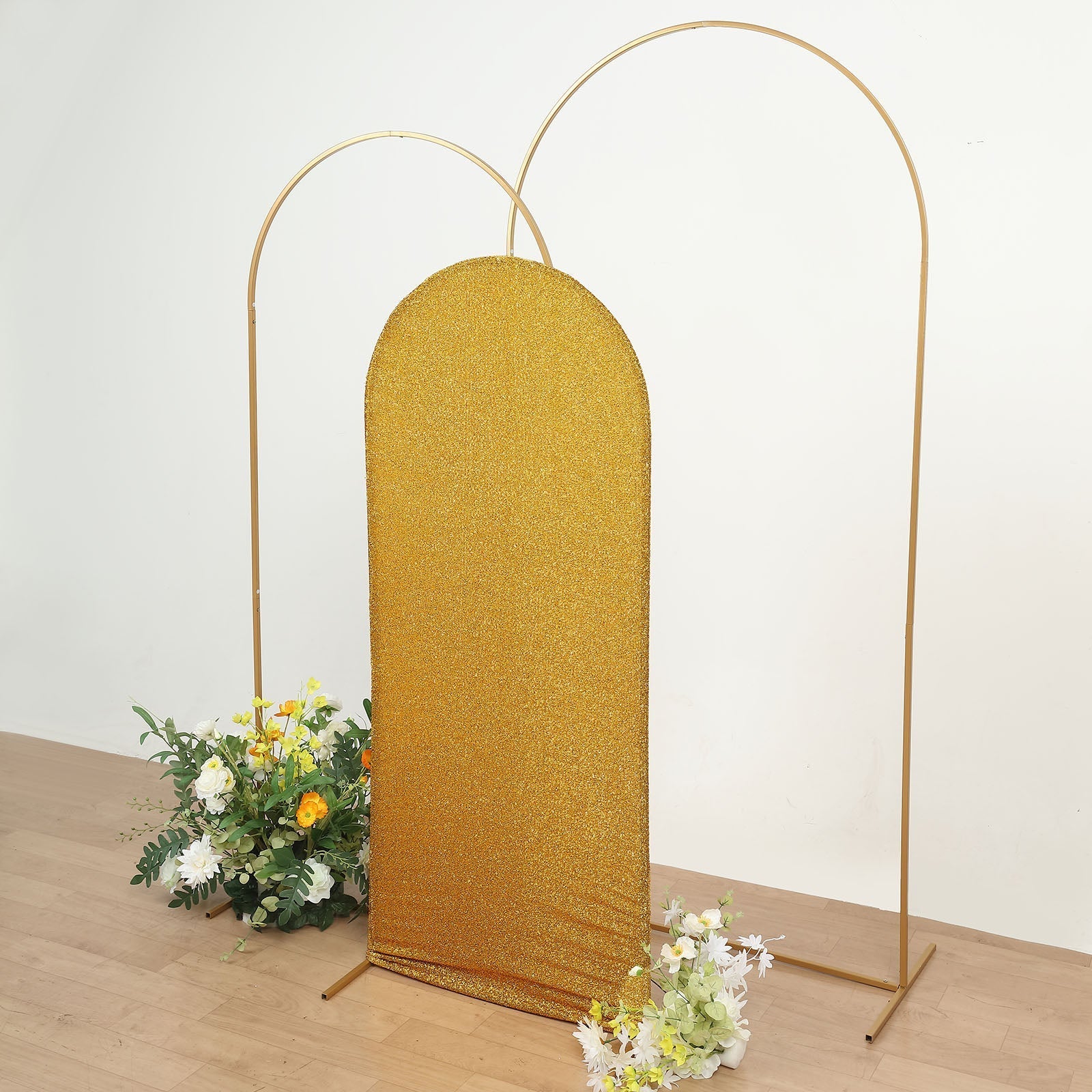 Hot Deal! 5ft Gold Shimmer Tinsel Spandex Backdrop Cover for Wedding Arch