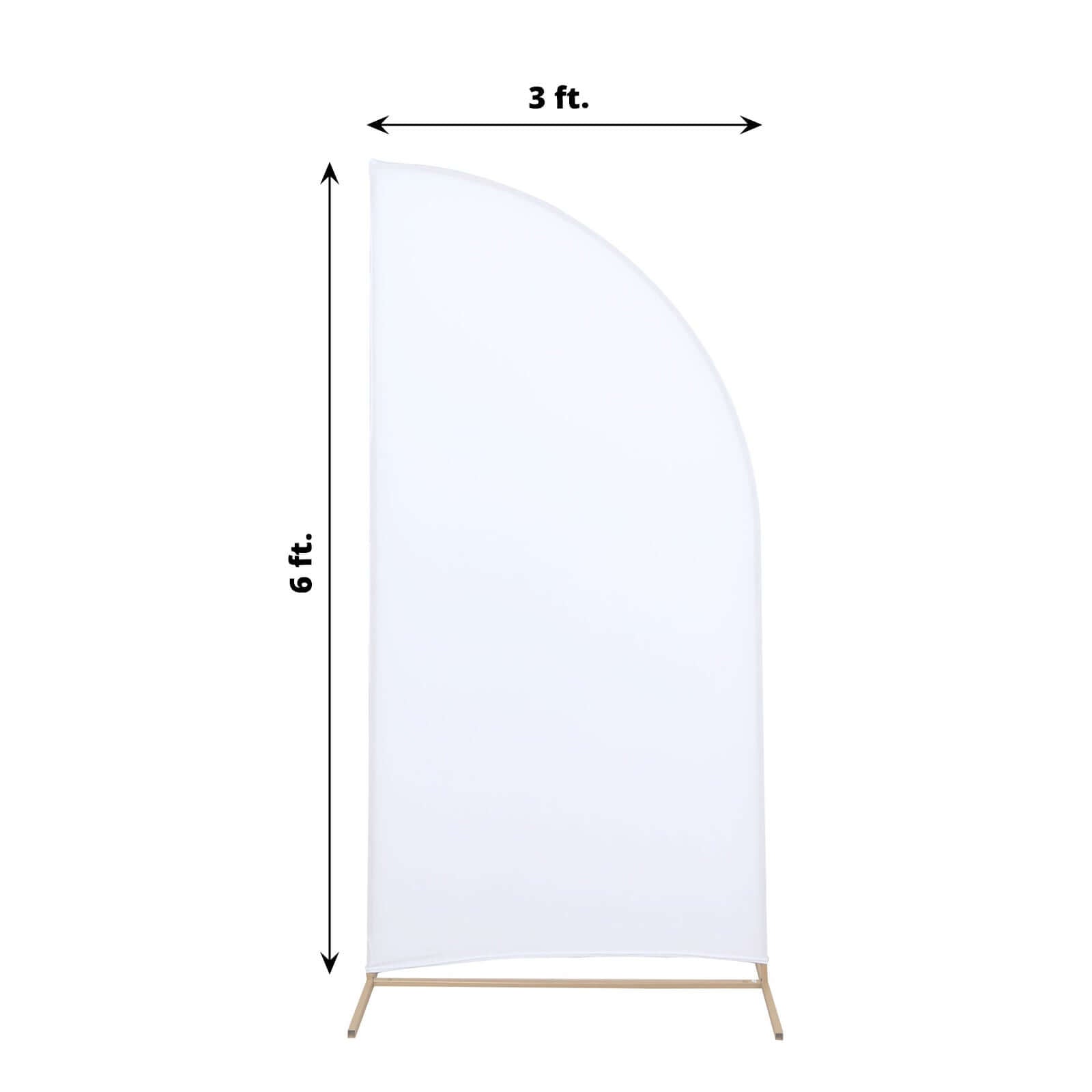 Custom-Fit 6ft Matte White Spandex Half Moon Chiara Wedding Arch Backdrop Stand Cover - Perfect for Weddings!
