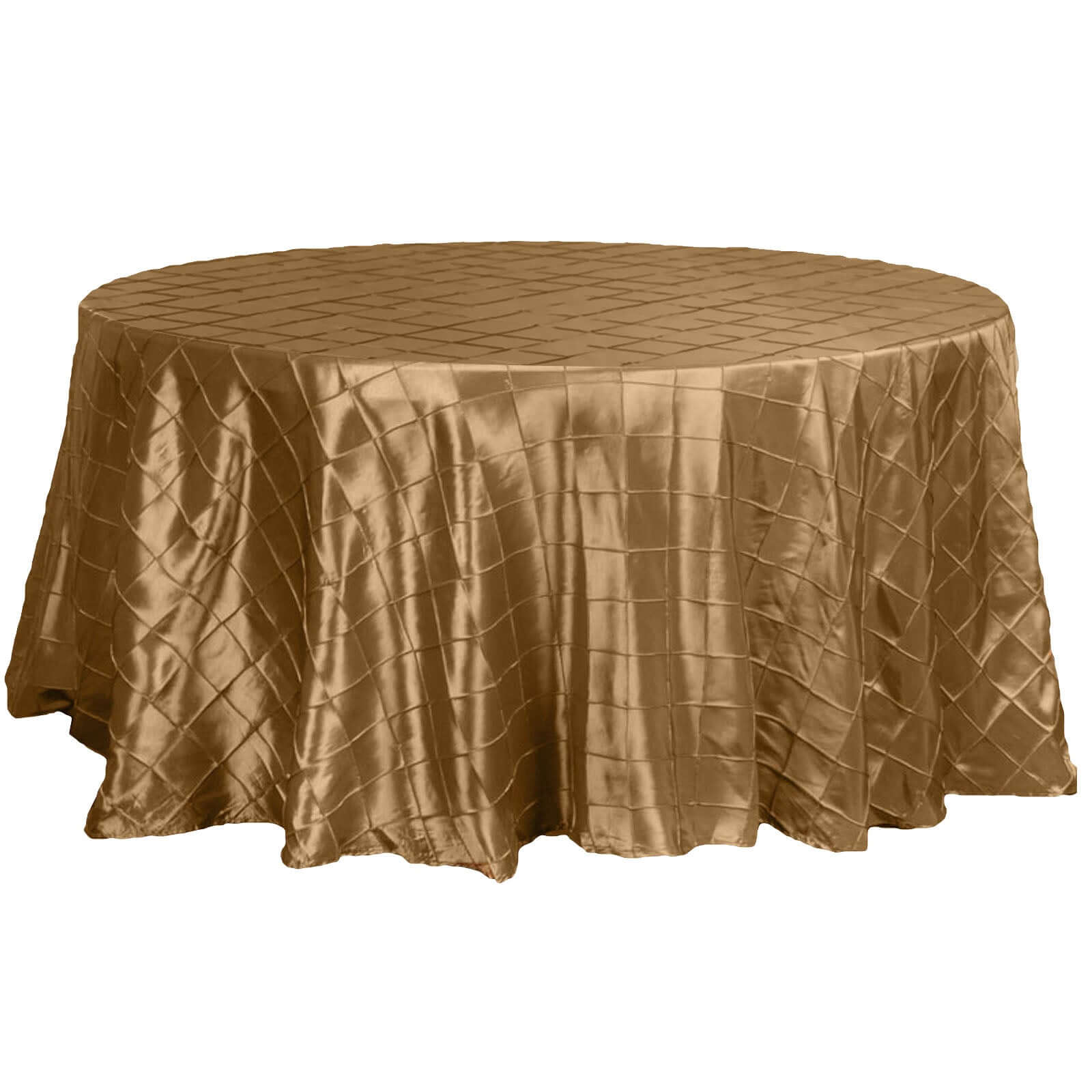 Gold Taffeta Pintuck 120-Inch Round Tablecloth for Elegant Upscale Events
