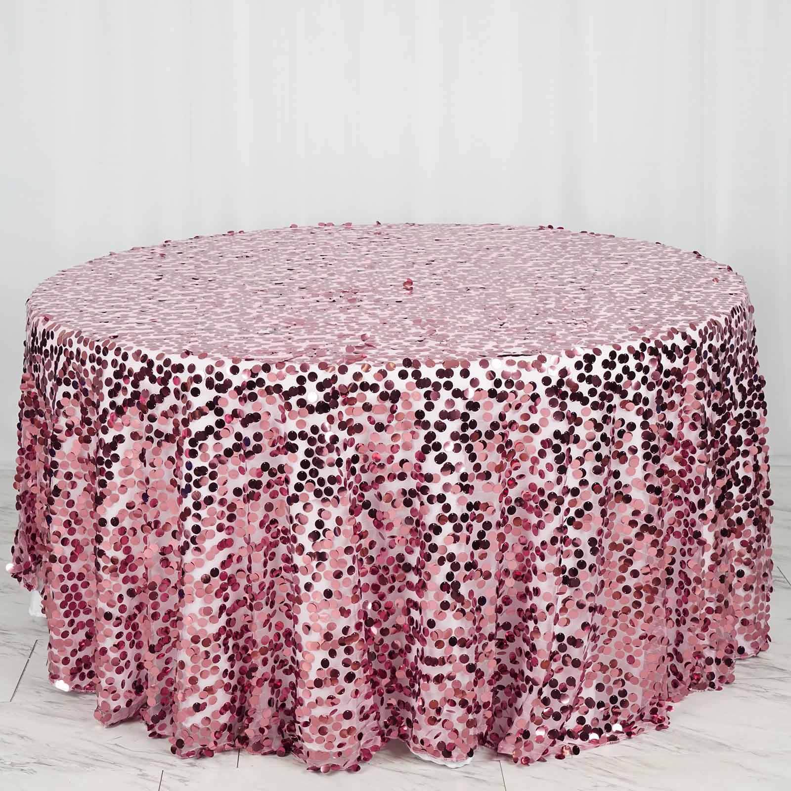 Hot Sale! Pink Sequin Round Tablecloth - 120