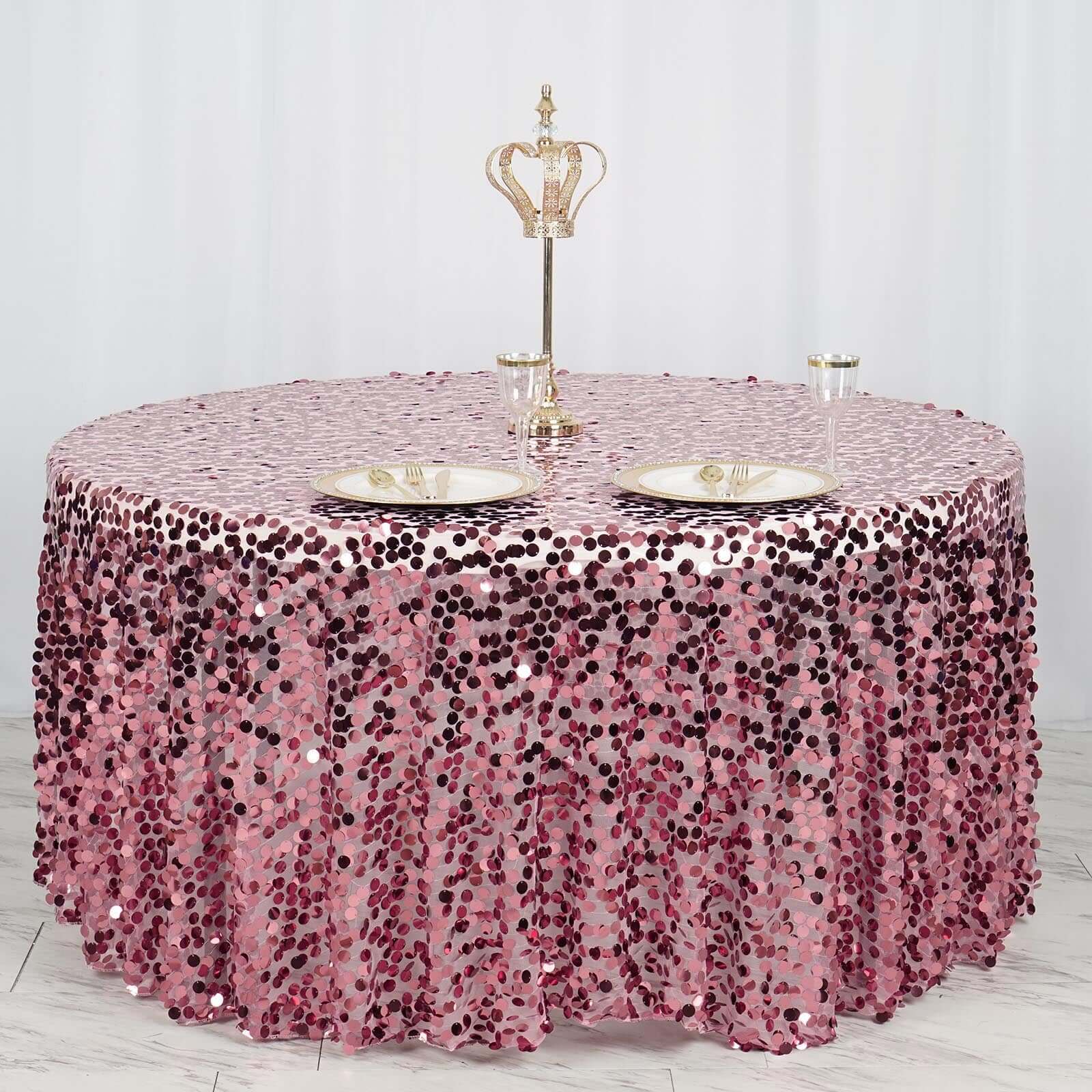 Hot Sale! Pink Sequin Round Tablecloth - 120