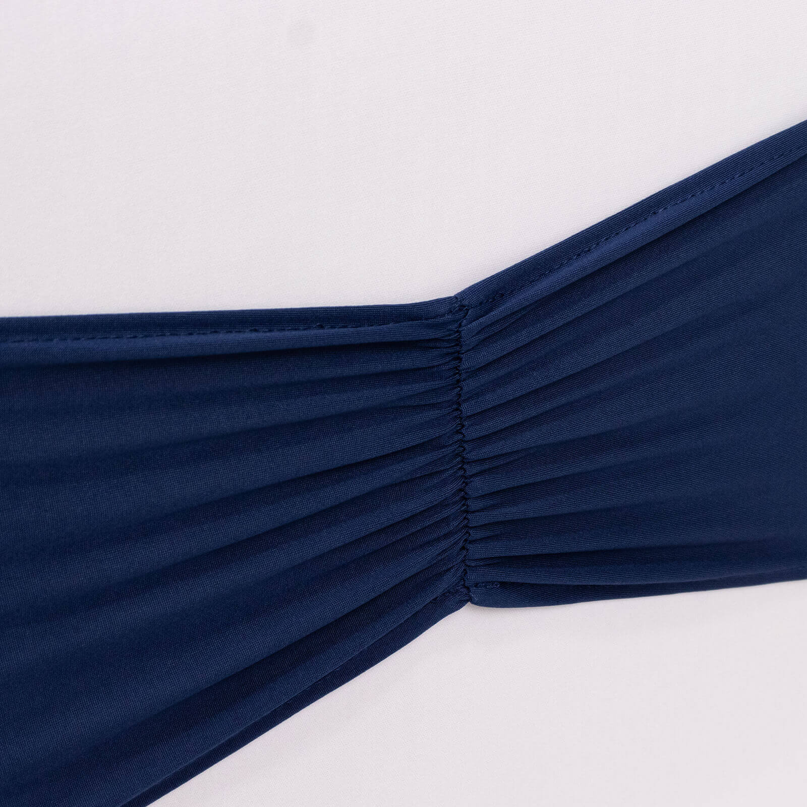 Navy Blue Ruffled Spandex Chair Sashes - 5 Pack, 8x13 Wide Stretch Bands