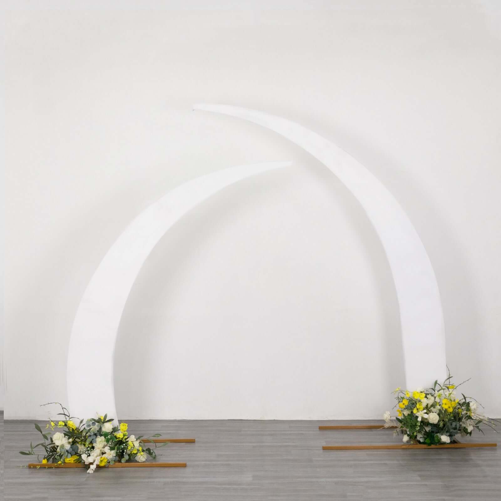 Exclusive Set of 2 White Spandex Wedding Arch Backdrop Stand Covers for Curved Arbor