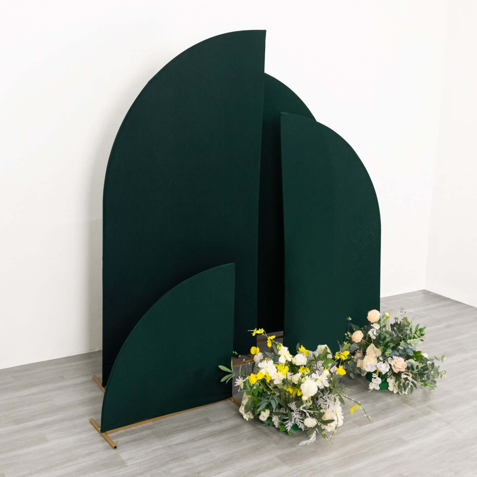 Custom-Fit Set of 4 Matte Hunter Emerald Green Spandex Half Moon Wedding Arch Backdrop Covers in 4 Sizes