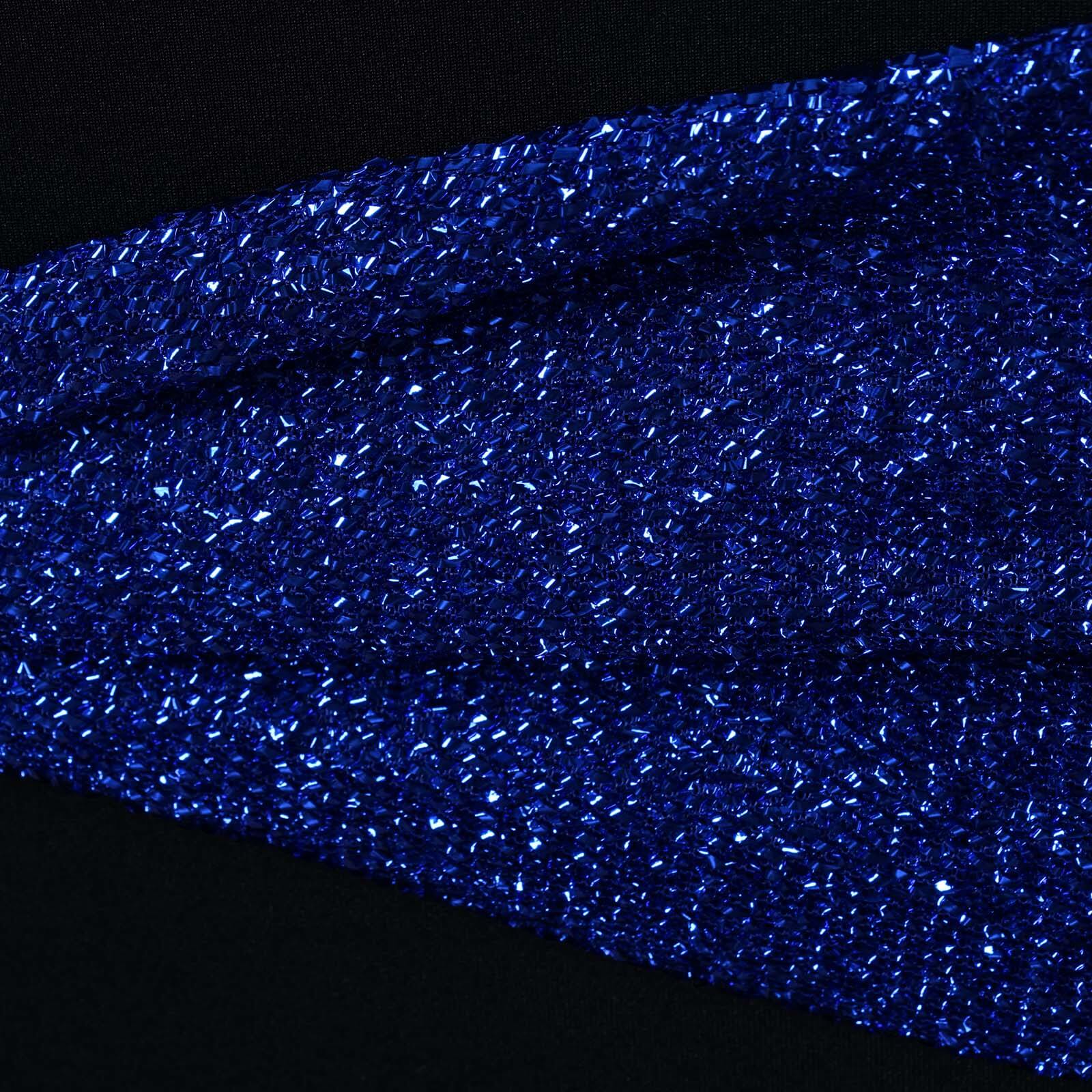 5-Piece Royal Blue Metallic Shimmer Tinsel Spandex Durable Reusable Chair Sashes