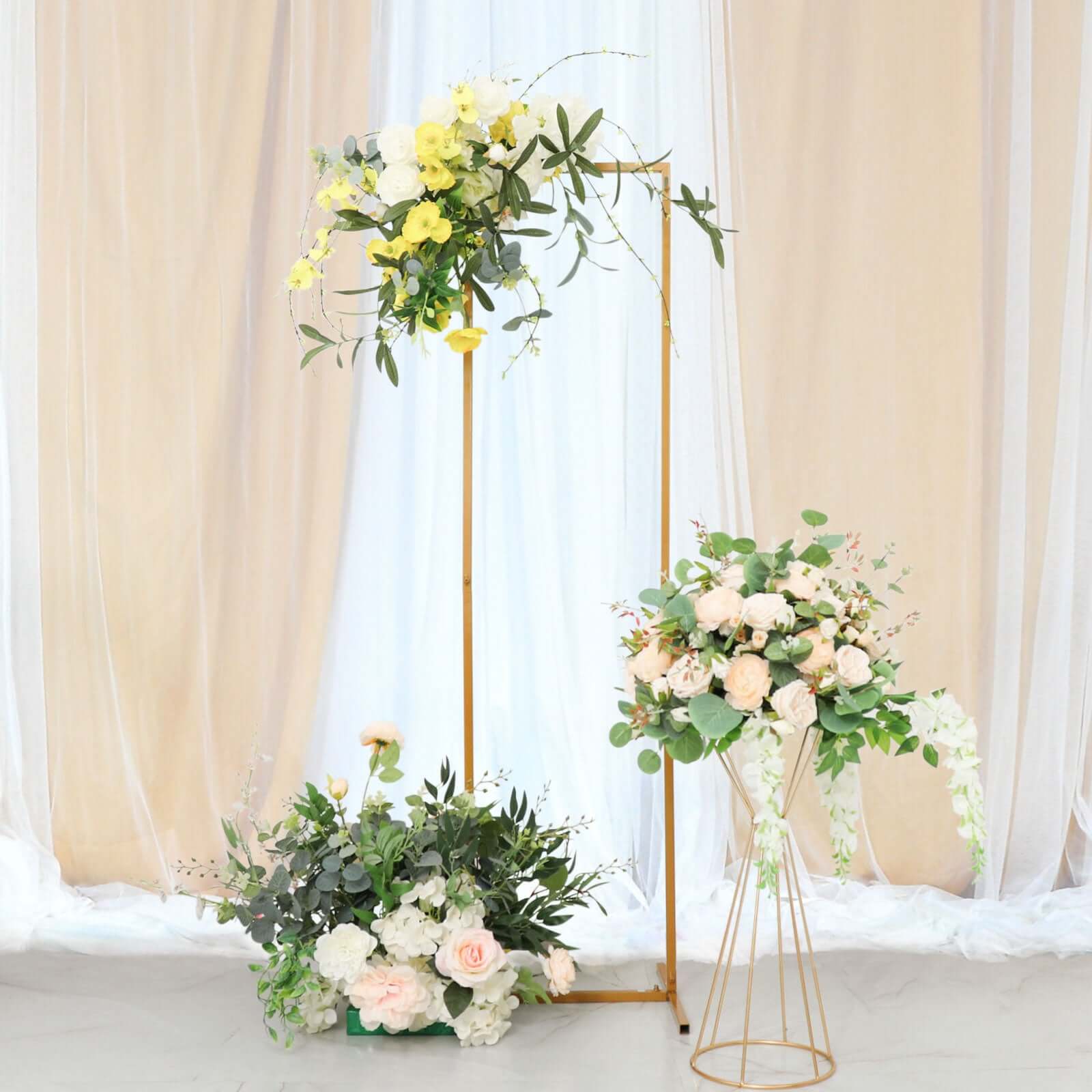 Hot Sale! 6.5ft Slim Gold Metal Rectangular Wedding Arch Backdrop Stand