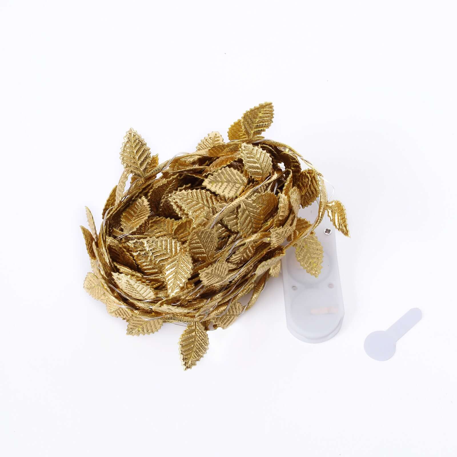 Hot Sale! 40 LED 15ft Battery-Operated Metallic Gold Rose Leaf Garland String Lights, Warm White