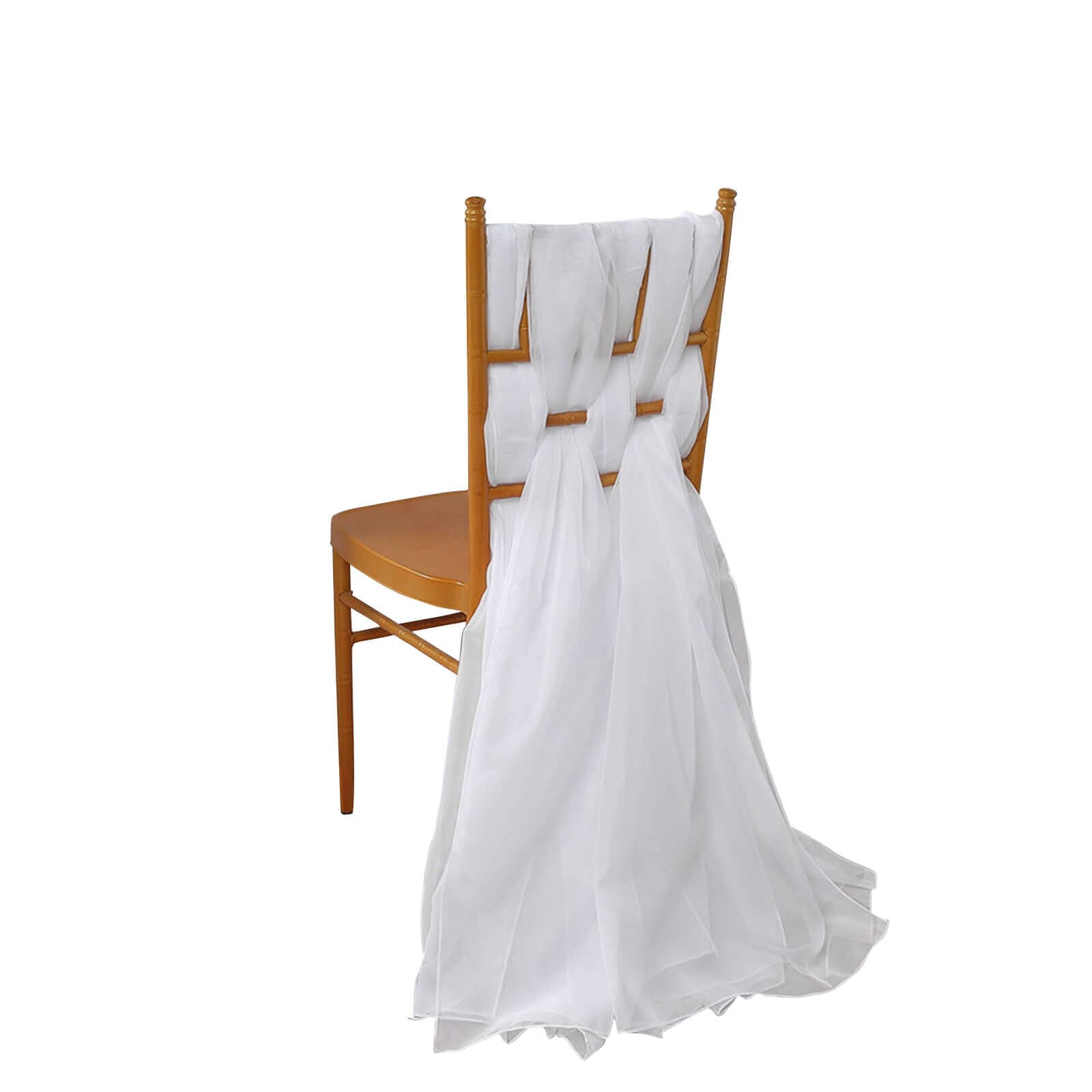 5-Pack White Premium Chiffon Chair Sashes - Ideal for Stylish DIY Chair Decor