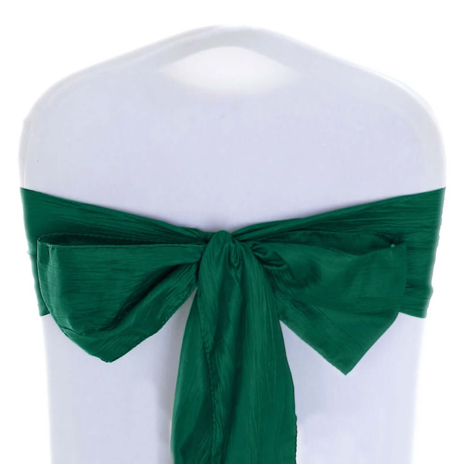 5-Pack Hunter Emerald Green Accordion Crinkle Taffeta Chair Sashes - Ideal for Weddings & Gatherings