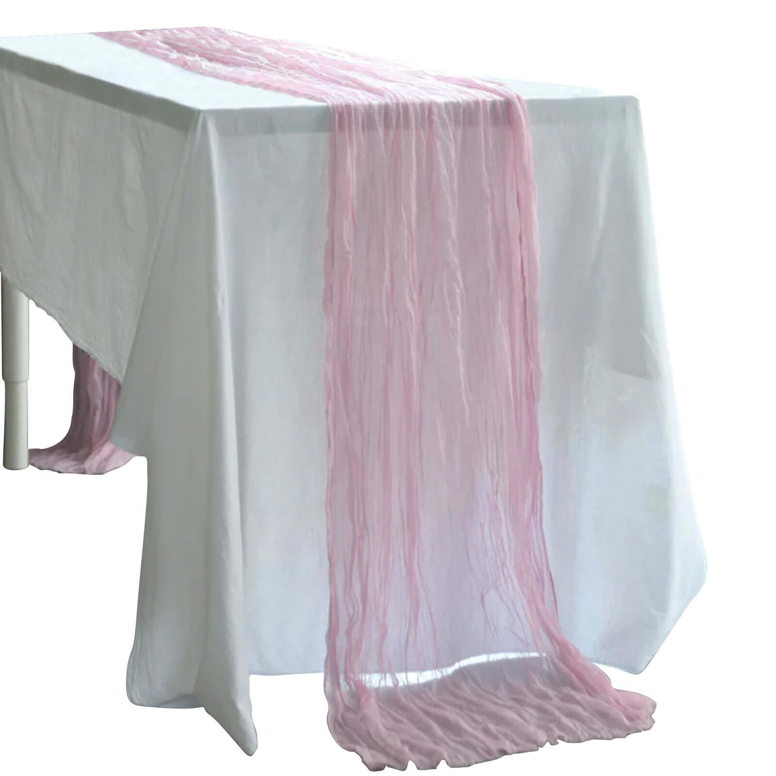 Hot Sale! 10ft Pink Gauze Cheesecloth Table Runner for Rustic Boho Decor