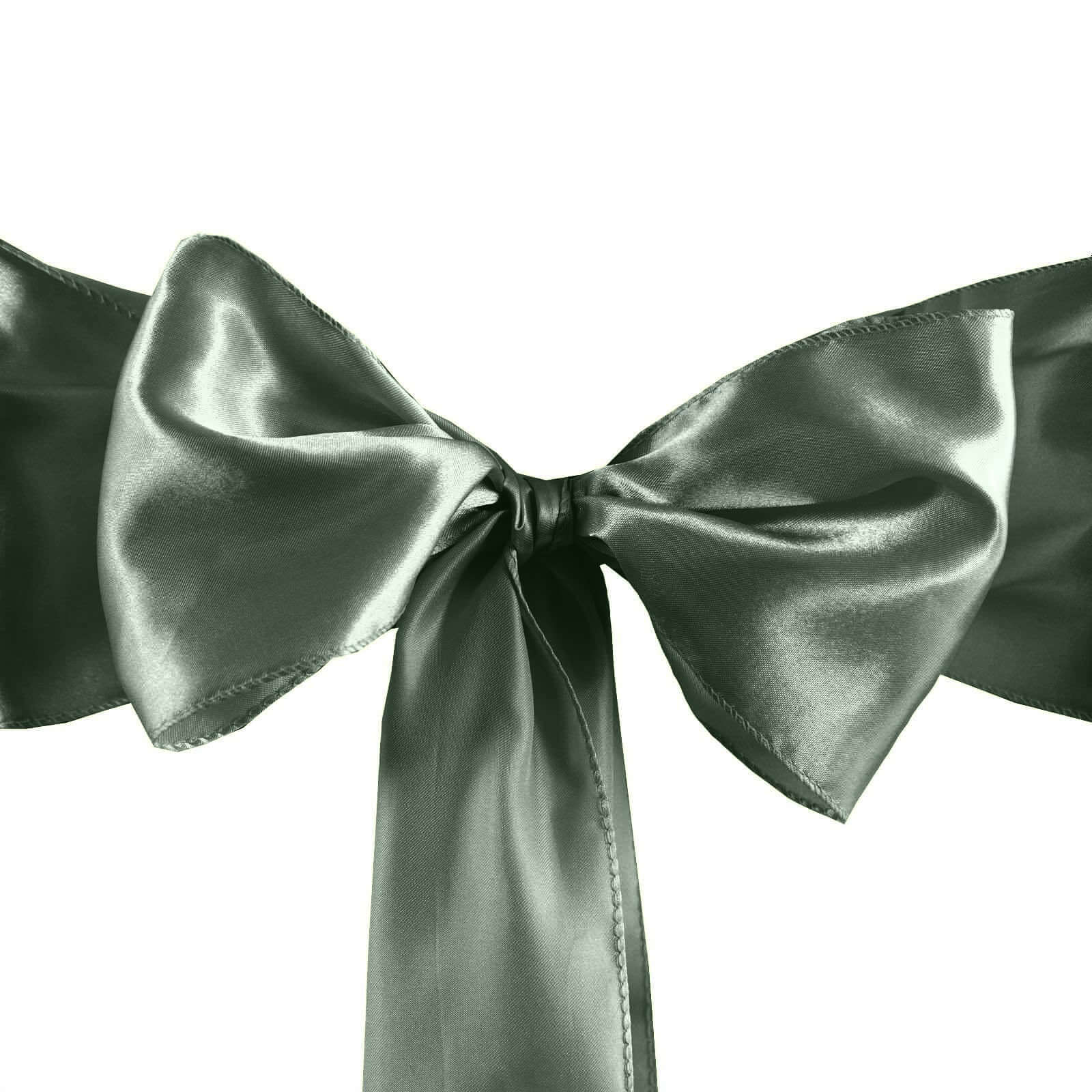 5-Pack Dusty Sage Green Satin Chair Sashes - Durable & Shiny